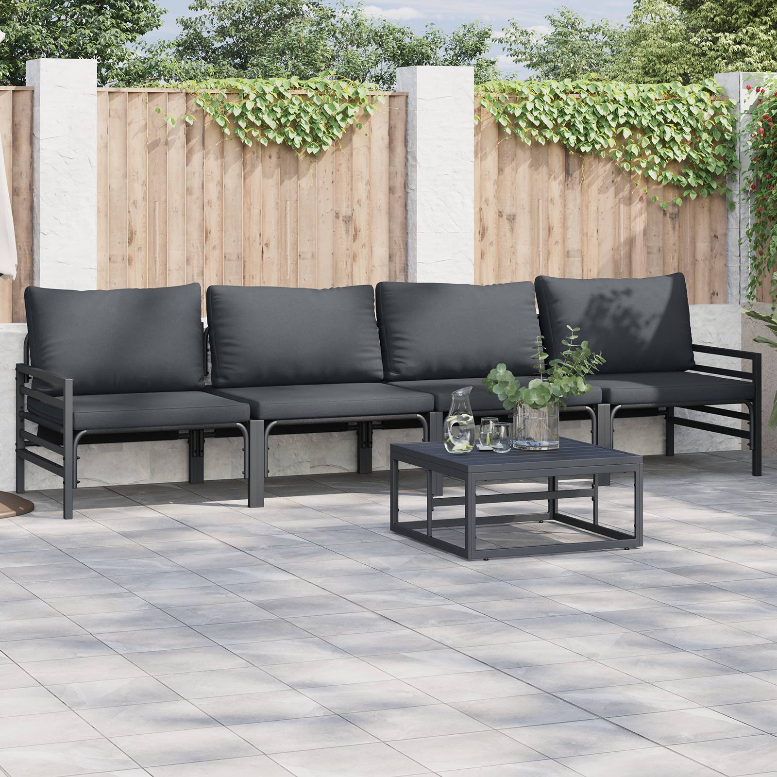 vidaXL Garten-Sofa-Set 4 pcs Anthrazit Stahl