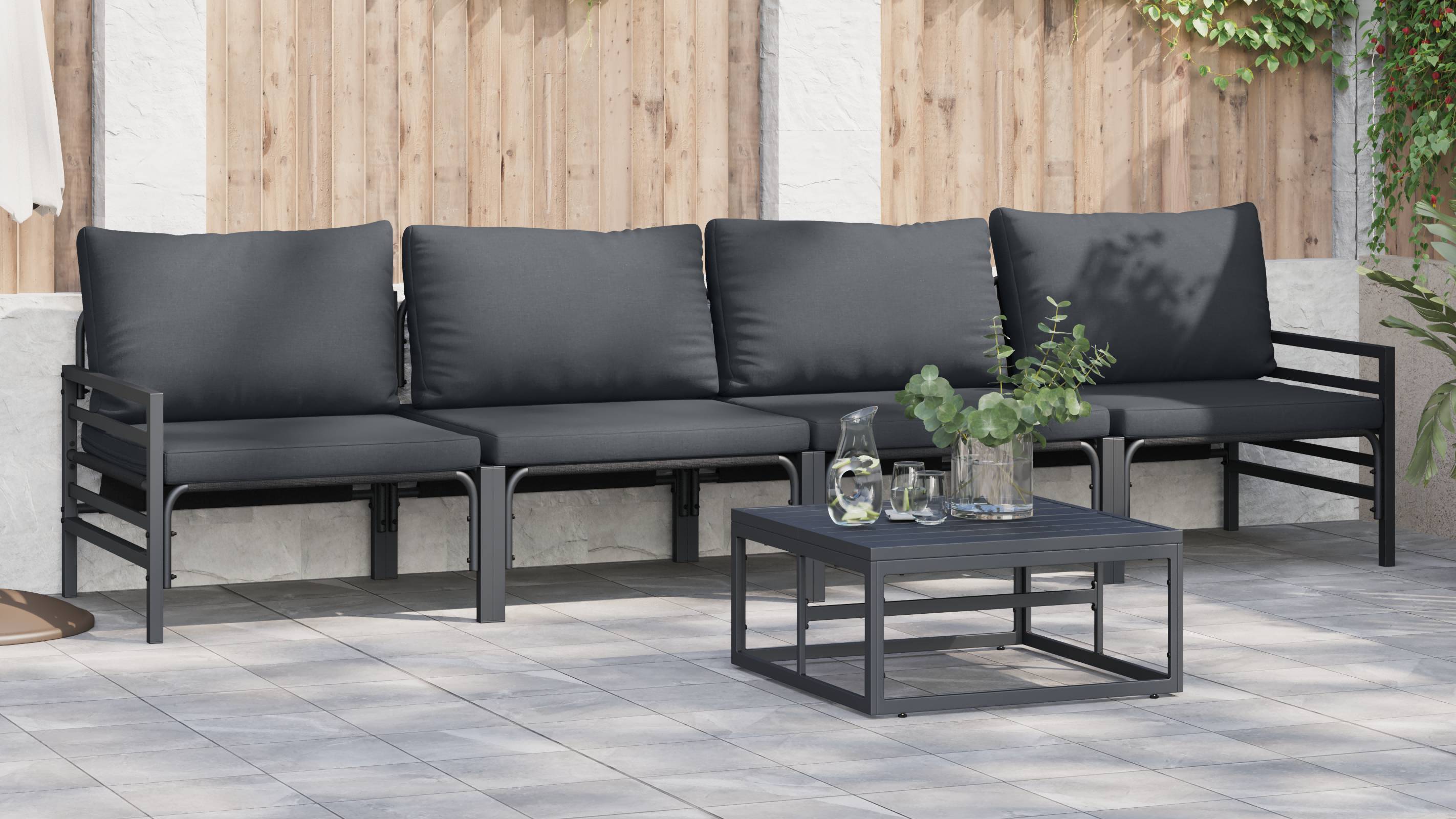 vidaXL Garten-Sofa-Set 4 pcs Anthrazit Stahl