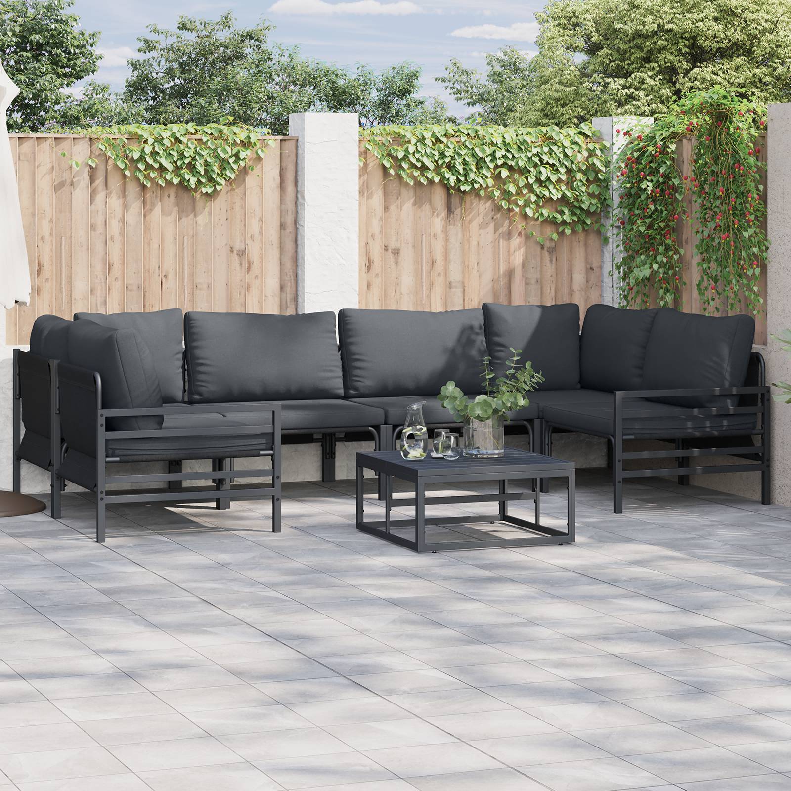 vidaXL Garten-Sofa-Set 7 pcs Anthrazit Stahl