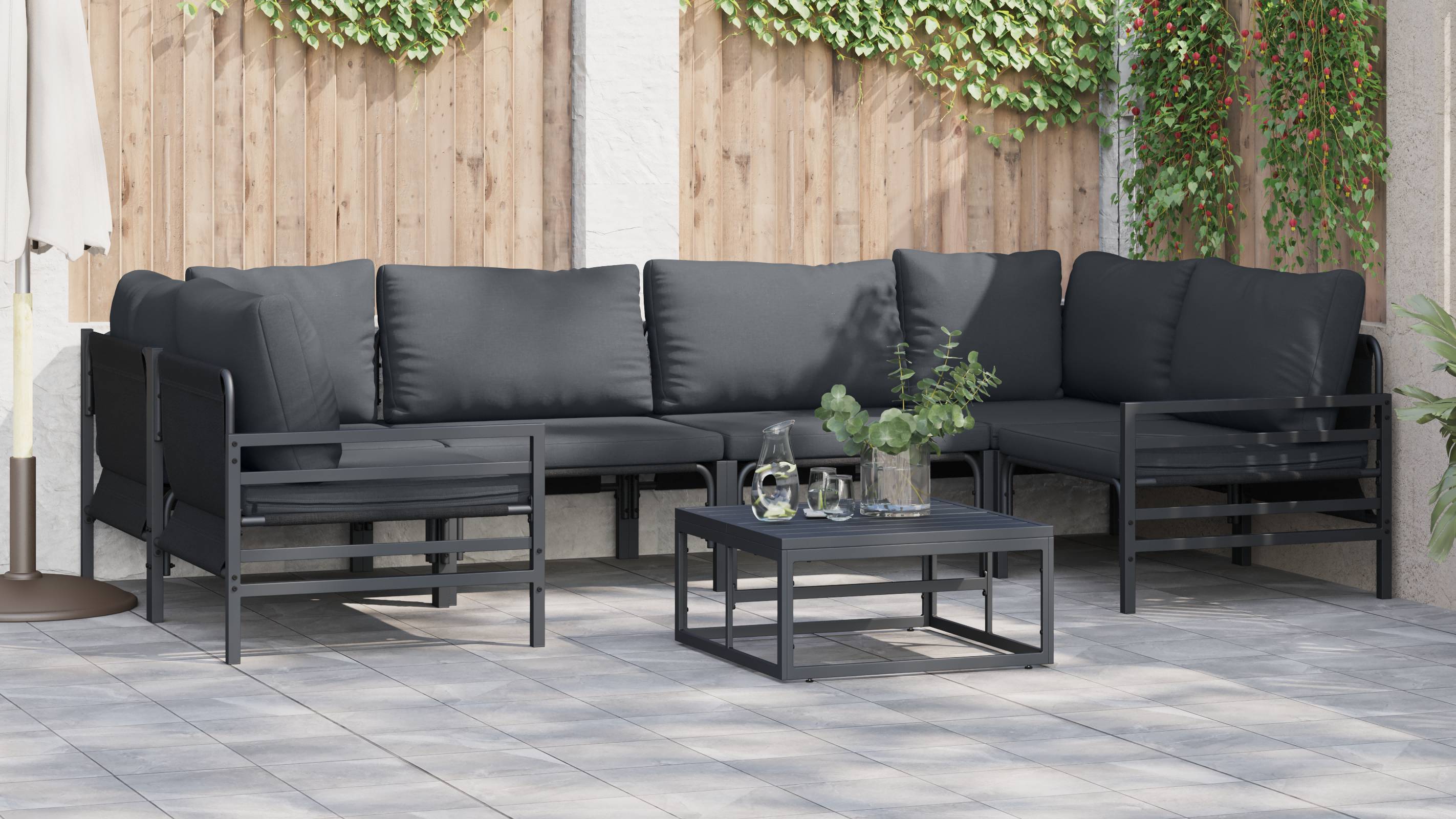 vidaXL Garten-Sofa-Set 6 pcs Anthrazit Stahl
