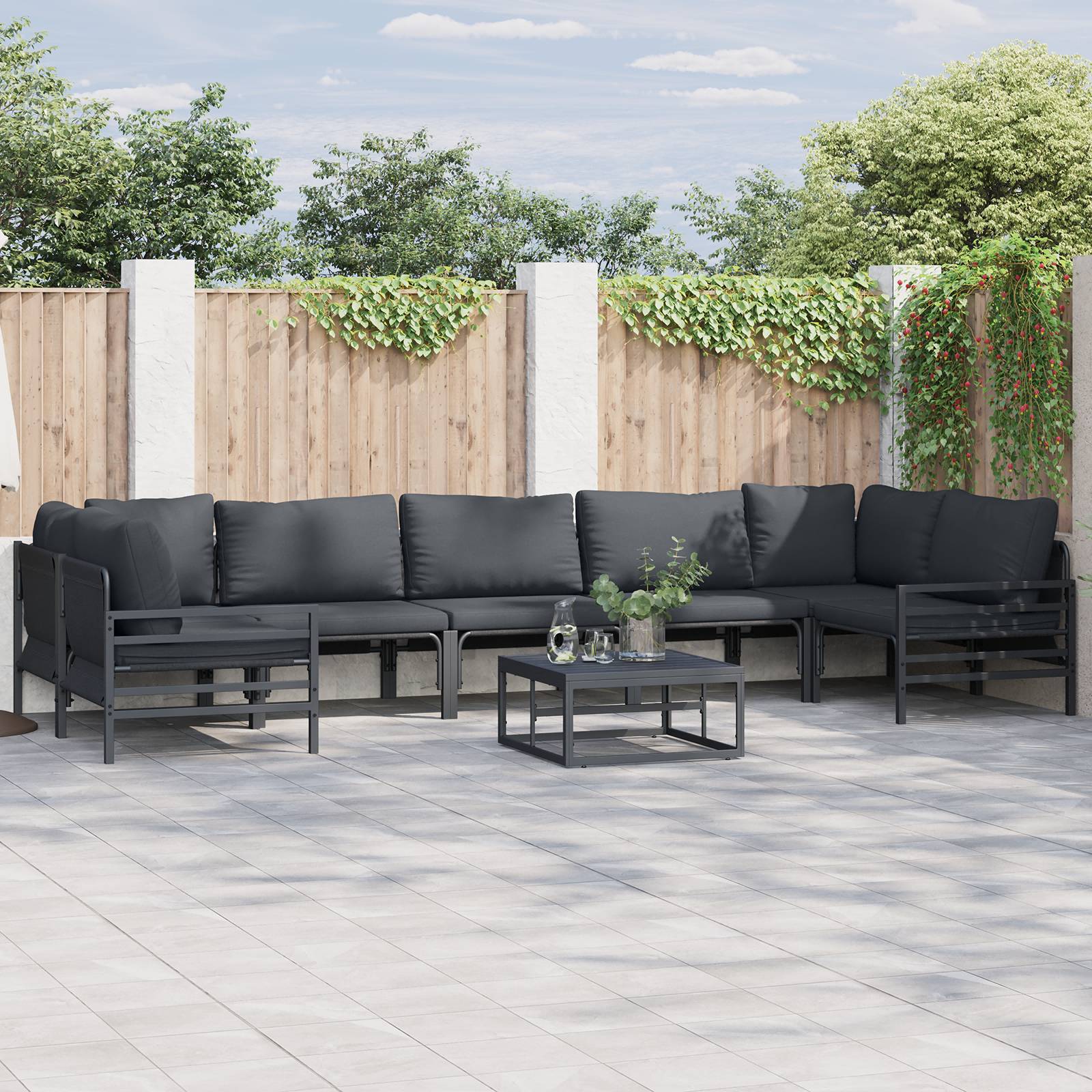 vidaXL Garten-Sofa-Set 8 pcs Anthrazit Stahl