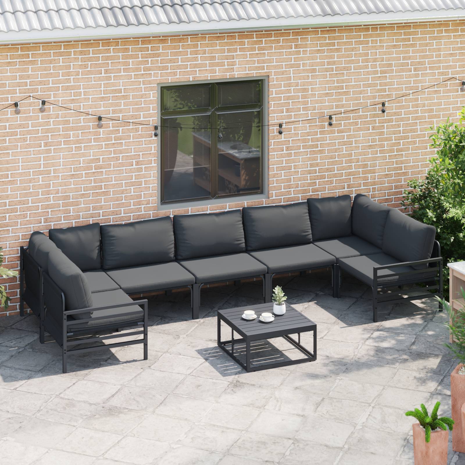 vidaXL Garten-Sofa-Set 8 pcs Anthrazit Stahl