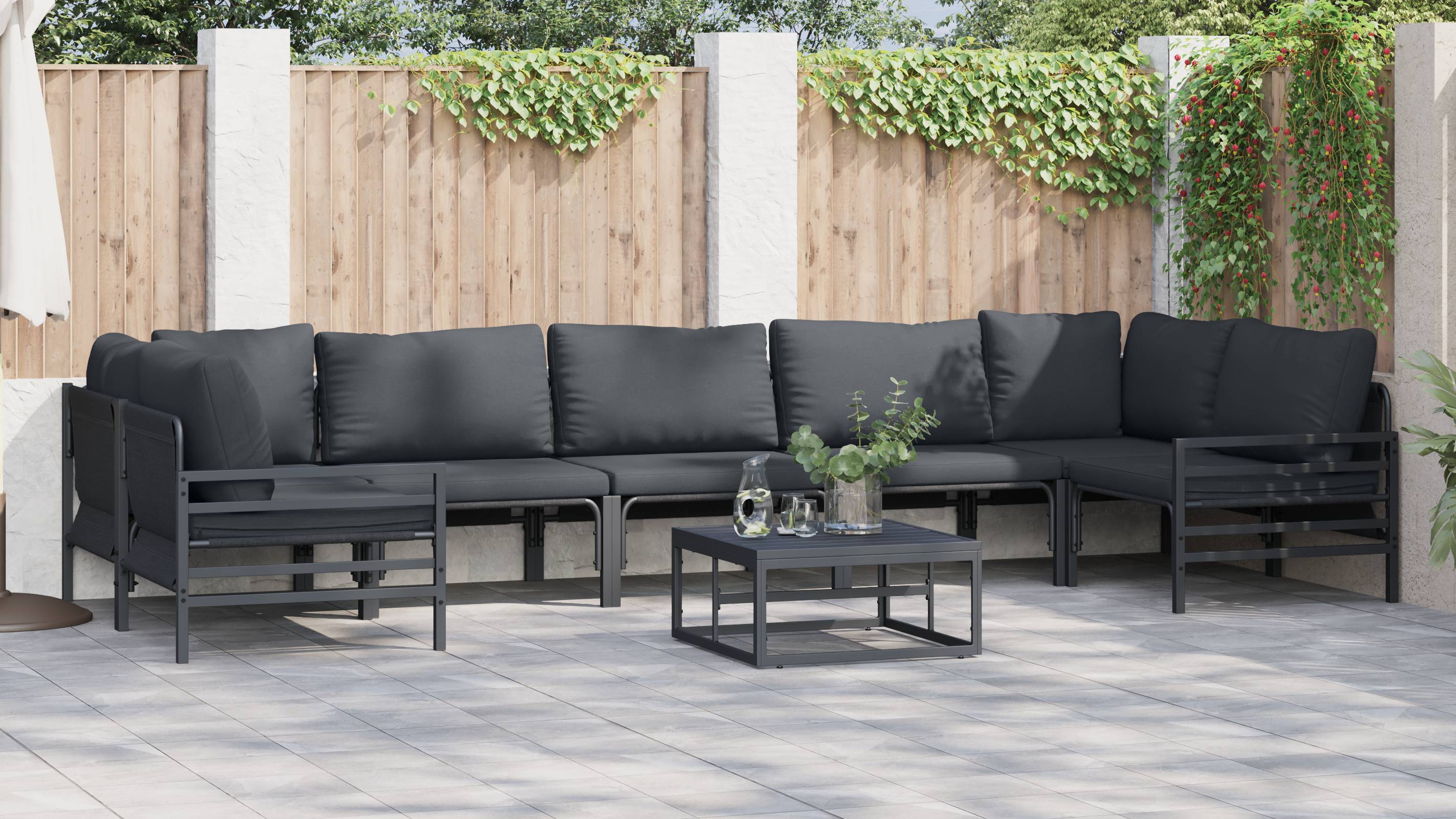 vidaXL Garten-Sofa-Set 8 pcs Anthrazit Stahl