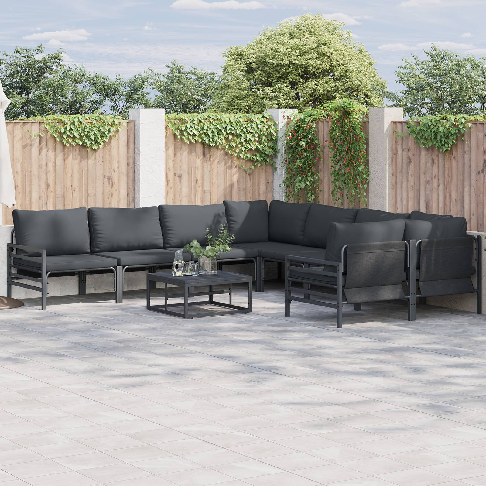 vidaXL Garten-Sofa-Set 8 pcs Anthrazit Stahl