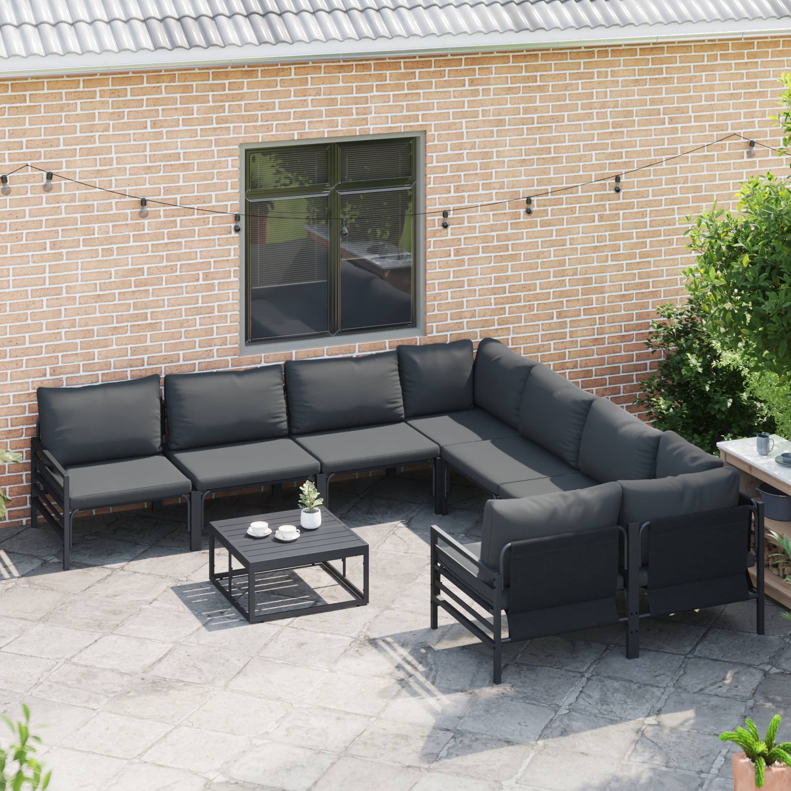 vidaXL Garten-Sofa-Set 8 pcs Anthrazit Stahl