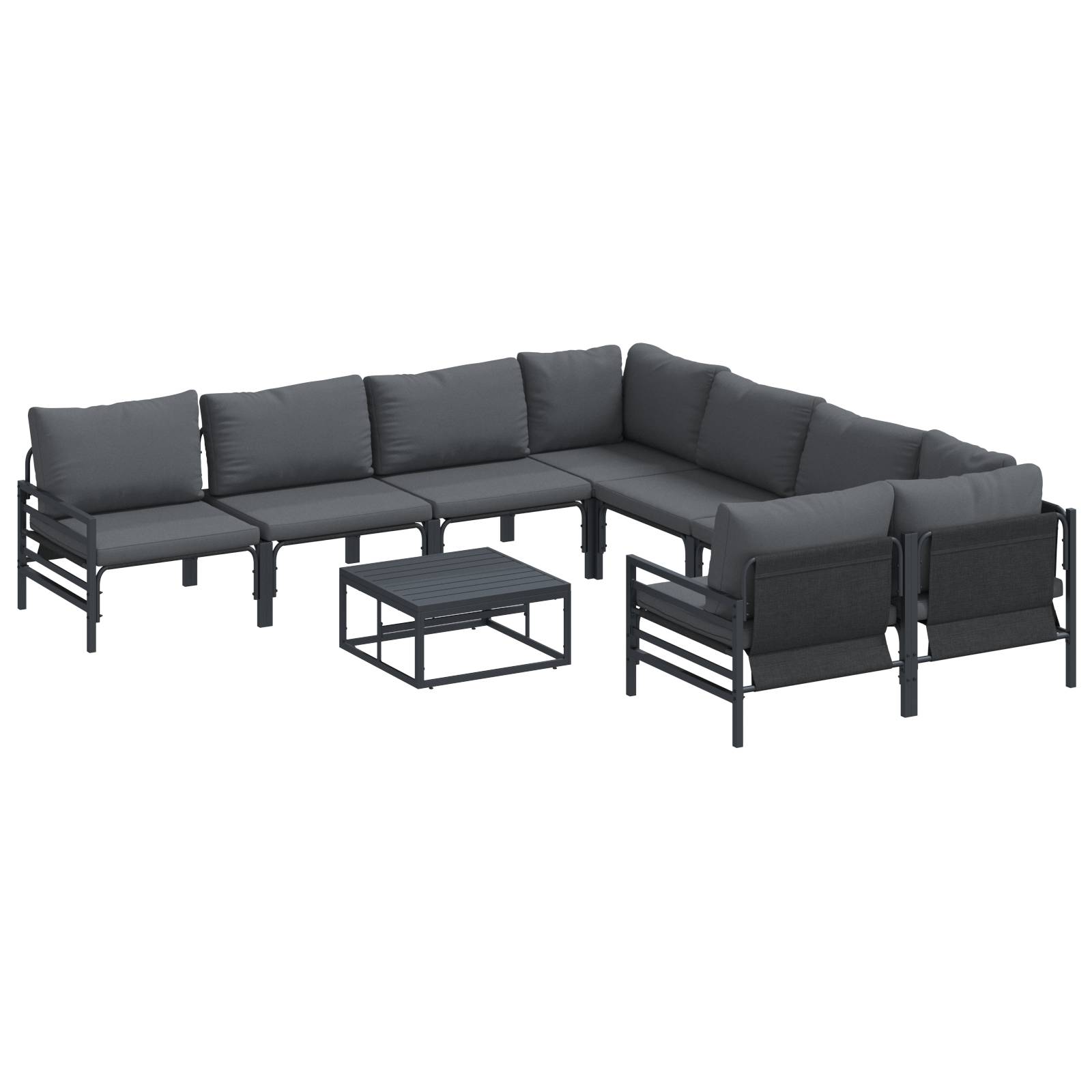 vidaXL Garten-Sofa-Set 9 pcs Anthrazit Stahl