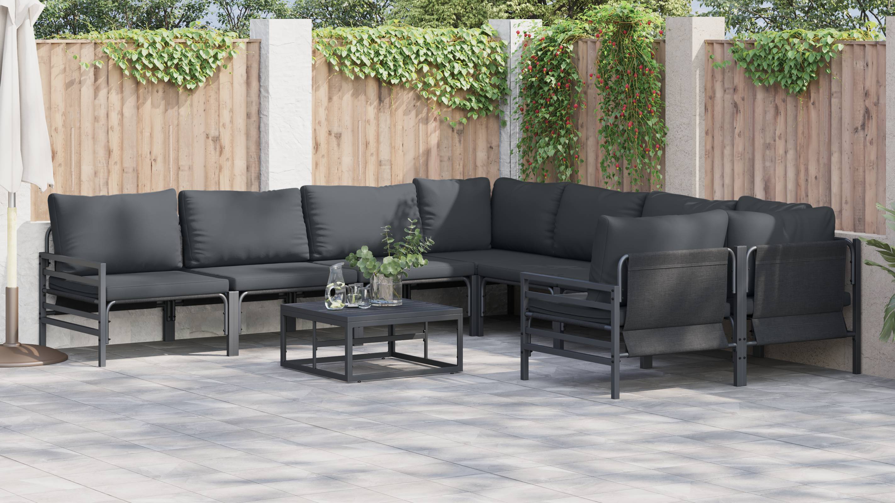 vidaXL Garten-Sofa-Set 8 pcs Anthrazit Stahl