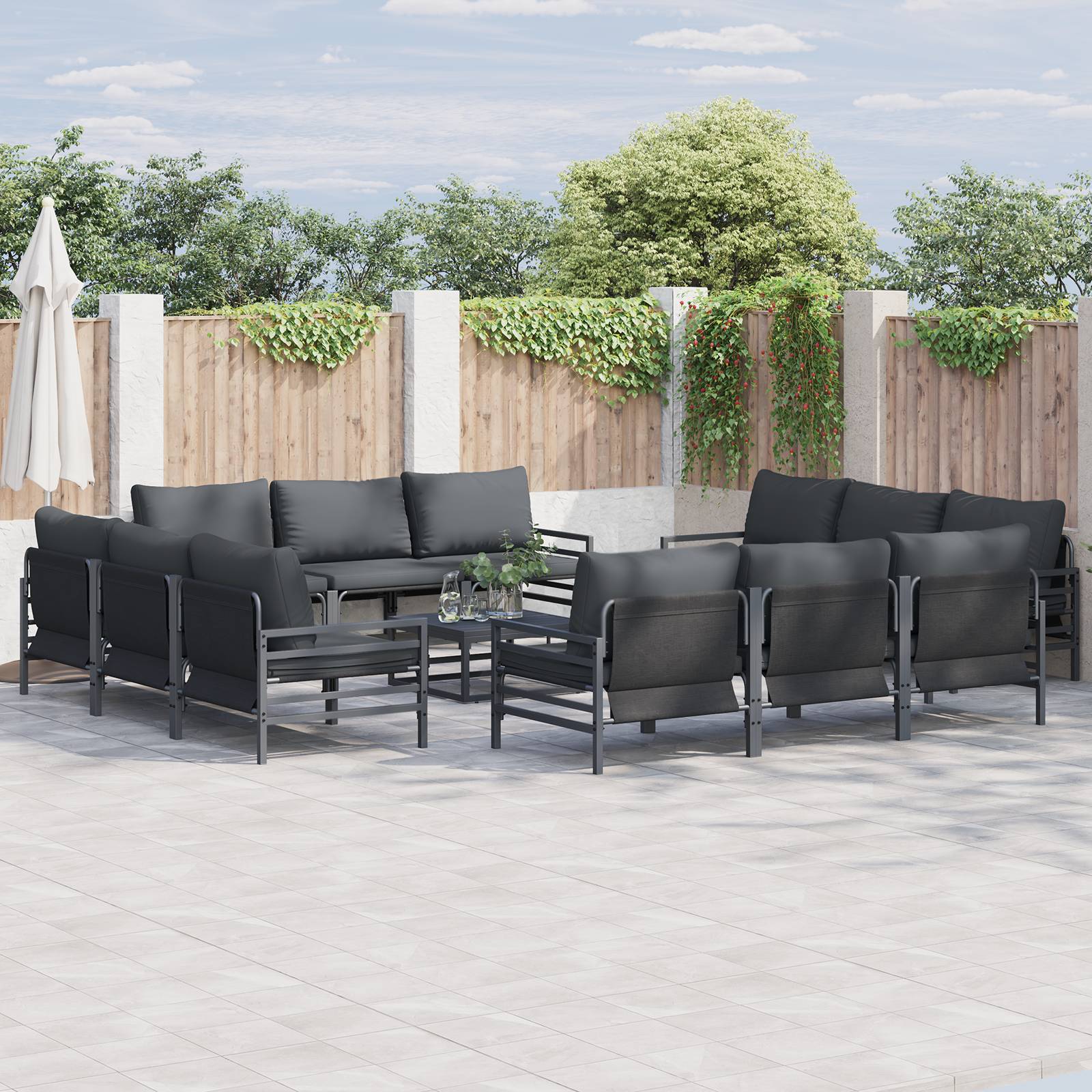 vidaXL Garten-Sofa-Set 12 pcs Anthrazit Stahl
