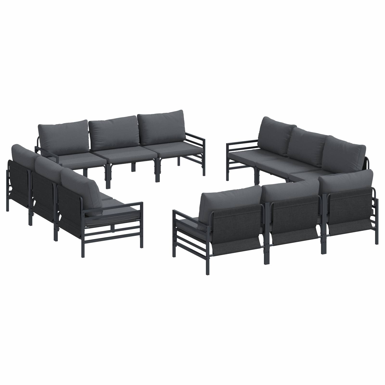 vidaXL Garten-Sofa-Set 12 pcs Anthrazit Stahl
