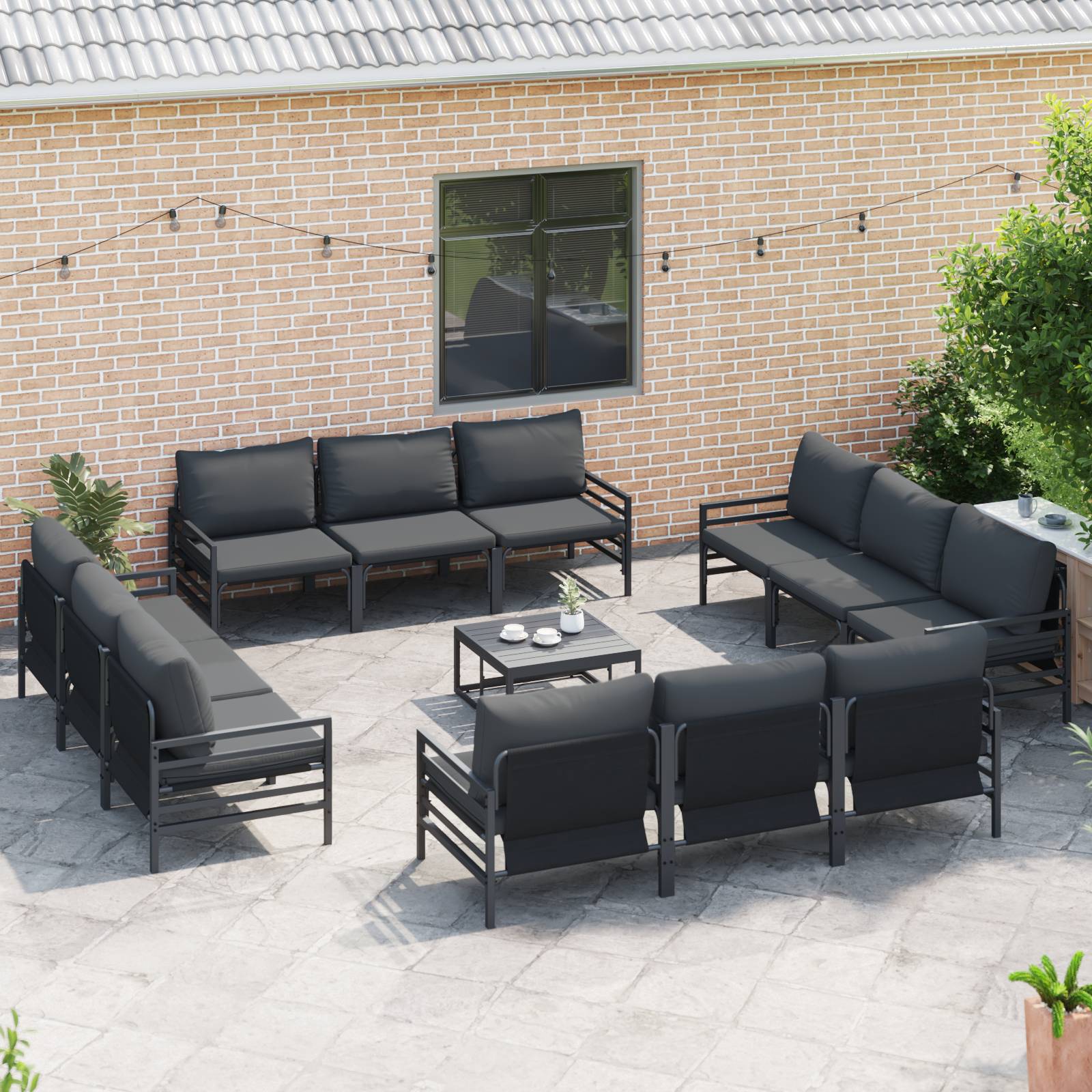 vidaXL Garten-Sofa-Set 12 pcs Anthrazit Stahl