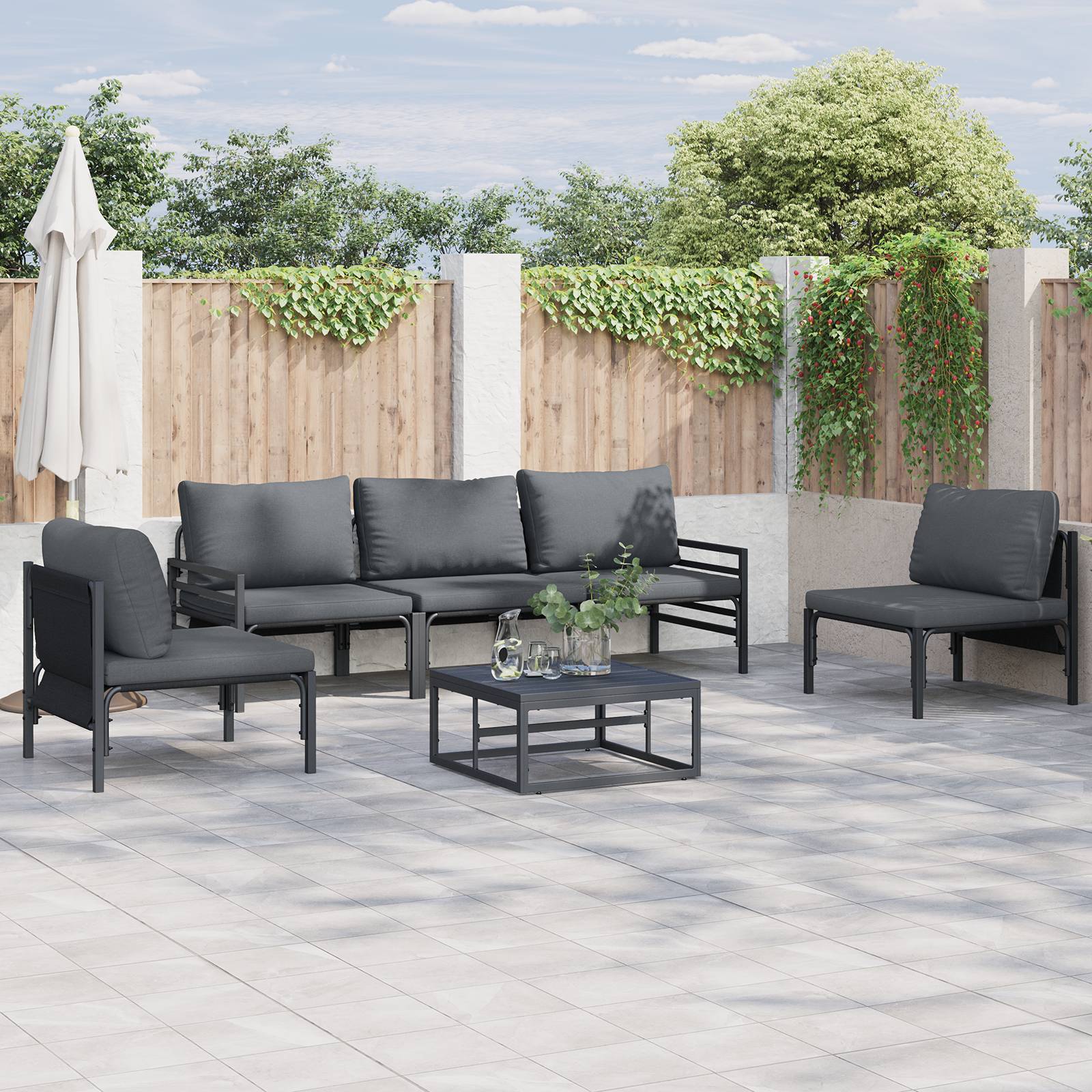vidaXL Garten-Sofa-Set 6 pcs Anthrazit Stahl