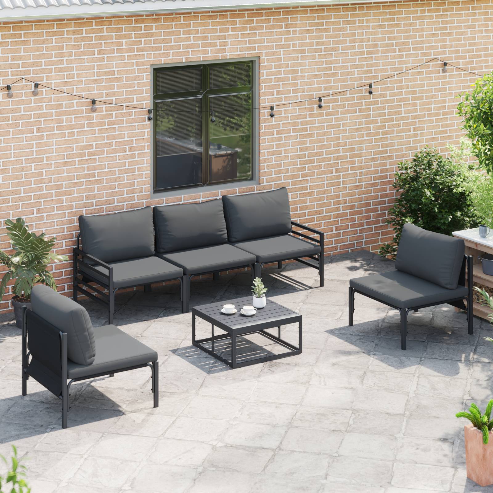 vidaXL Garten-Sofa-Set 6 pcs Anthrazit Stahl