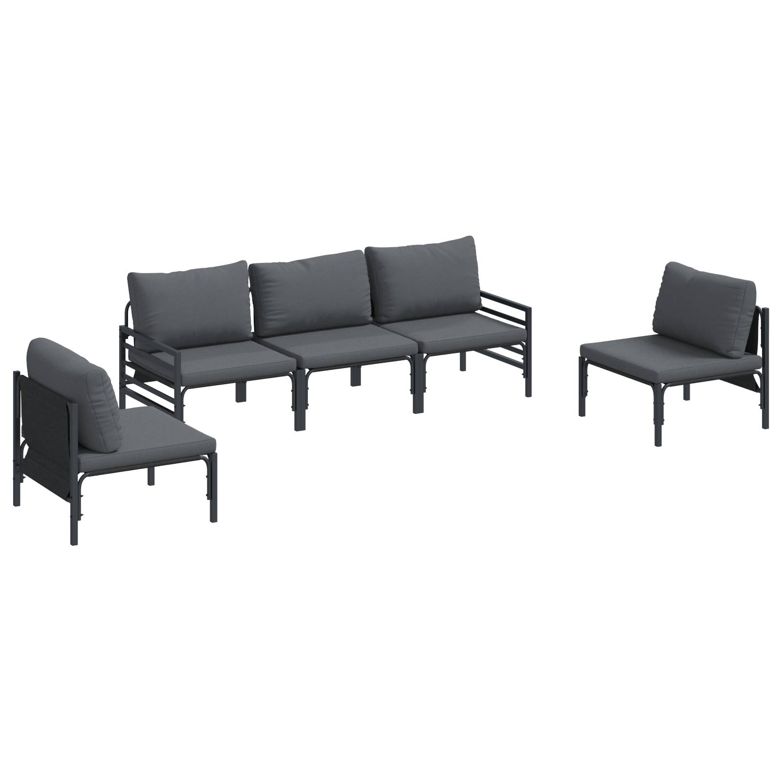vidaXL Garten-Sofa-Set 5 pcs Anthrazit Stahl