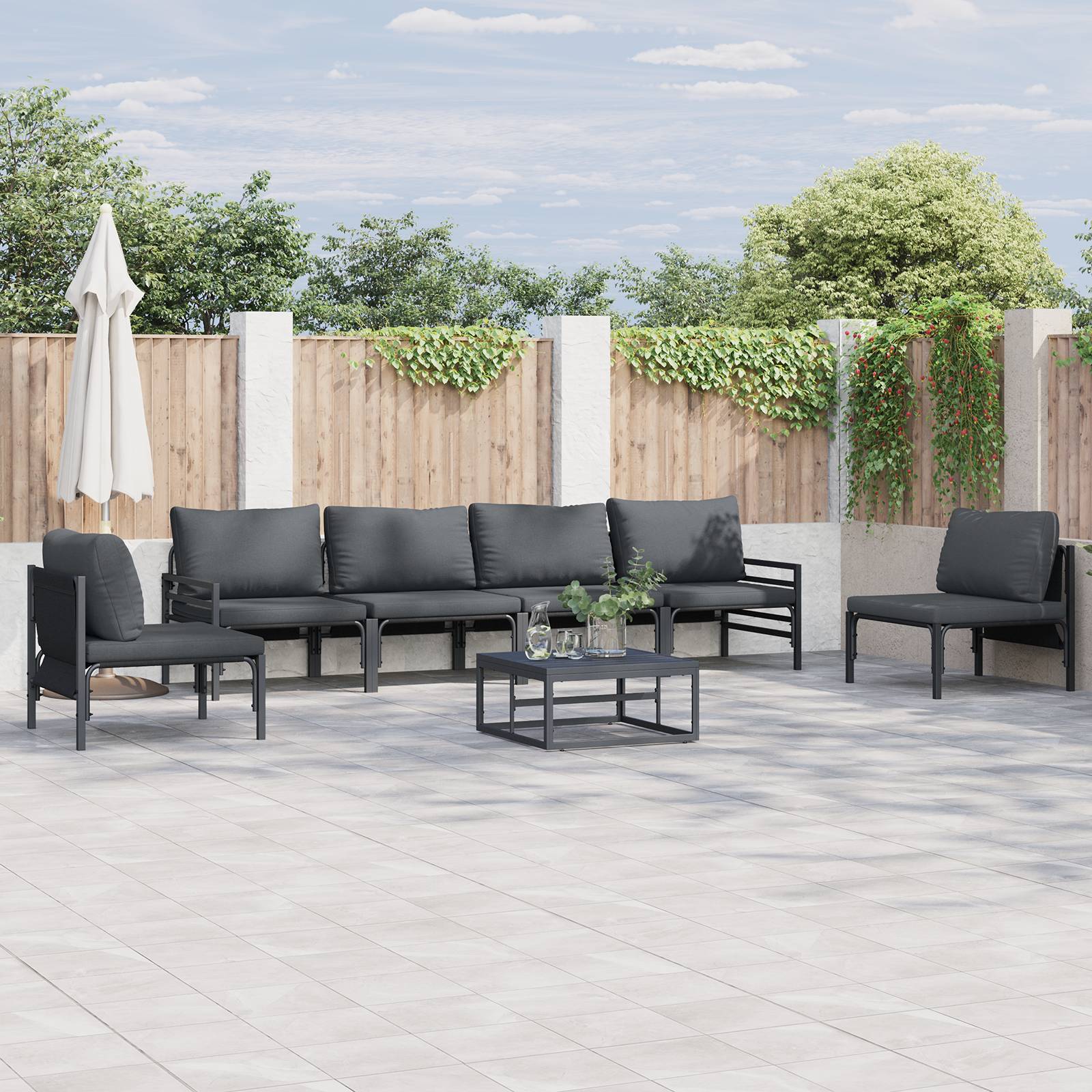 vidaXL Garten-Sofa-Set 6 pcs Anthrazit Stahl
