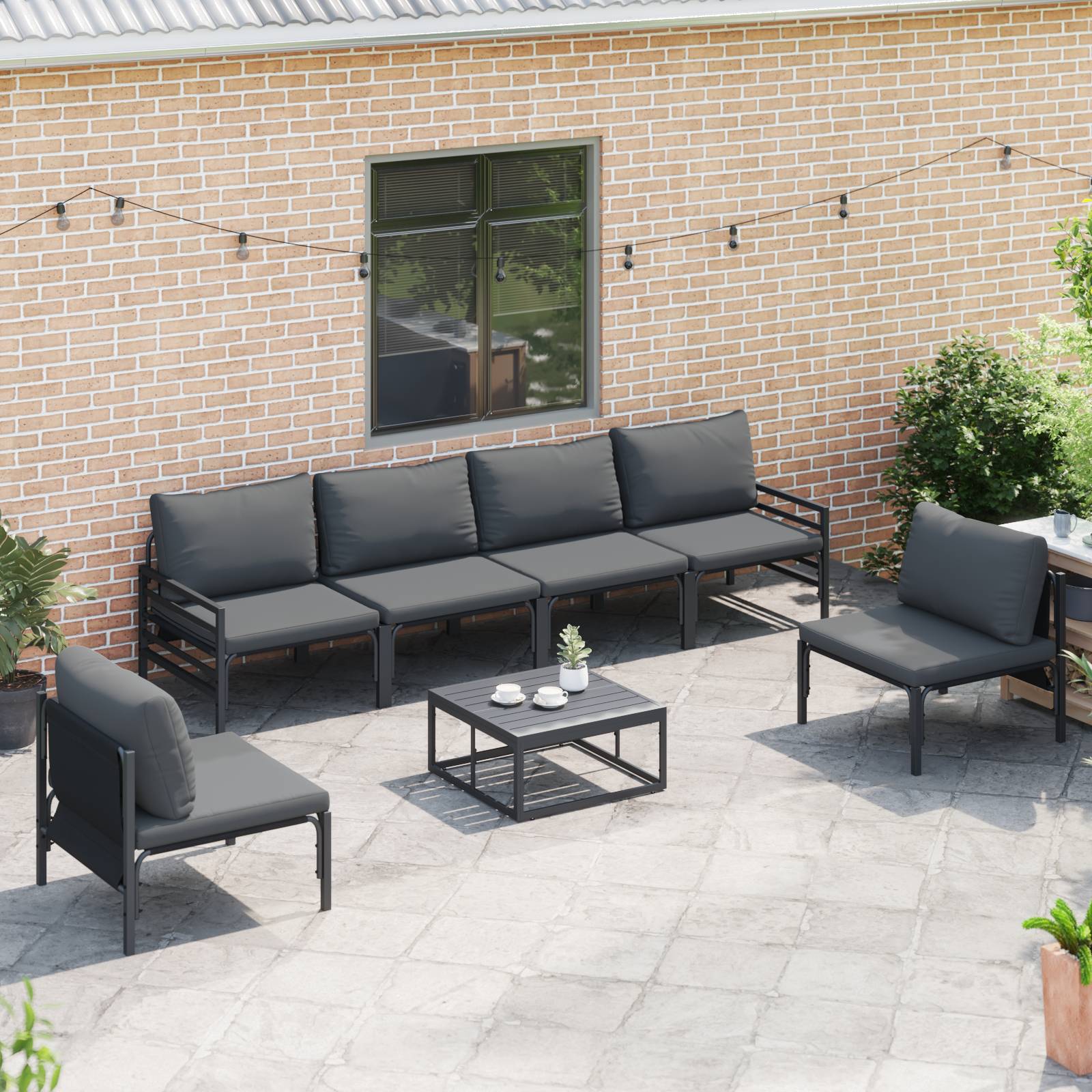 vidaXL Garten-Sofa-Set 6 pcs Anthrazit Stahl