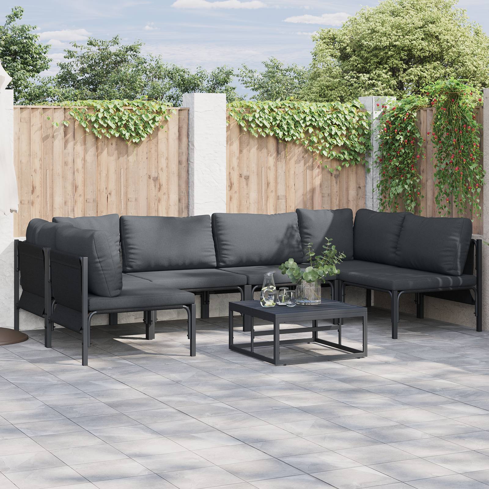 vidaXL Garten-Sofa-Set 7 pcs Anthrazit Stahl