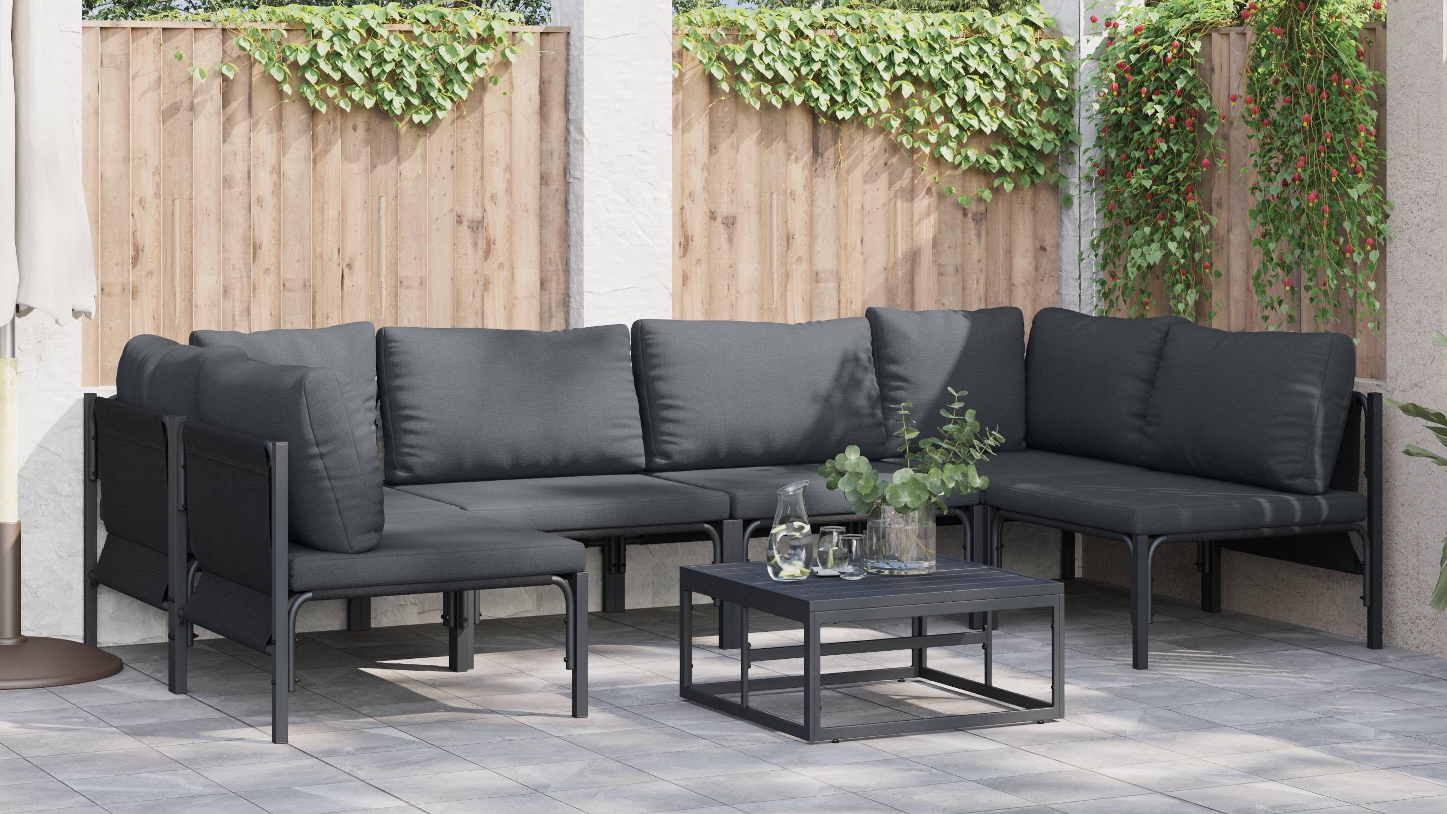 vidaXL Garten-Sofa-Set 7 pcs Anthrazit Stahl