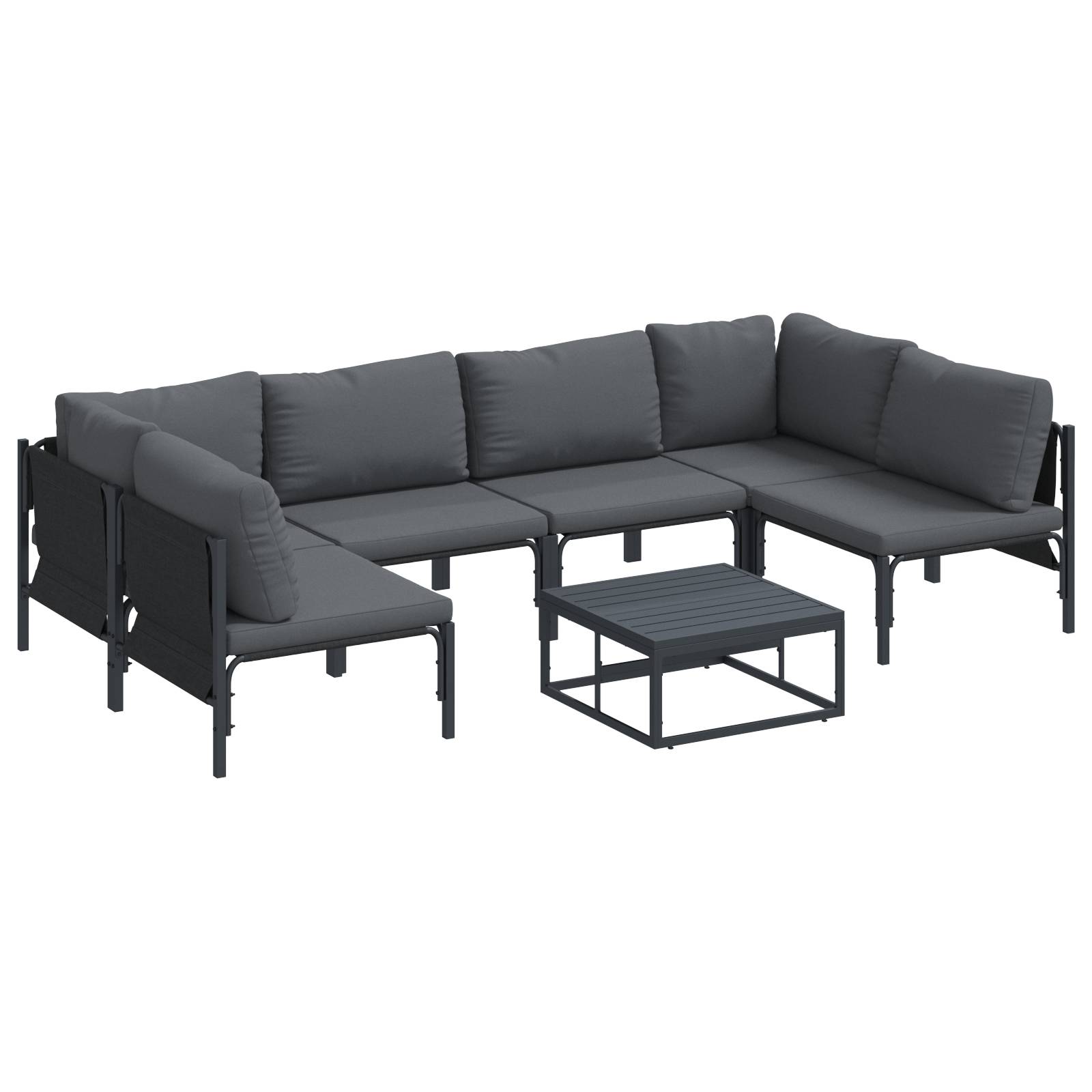 vidaXL Garten-Sofa-Set 7 pcs Anthrazit Stahl