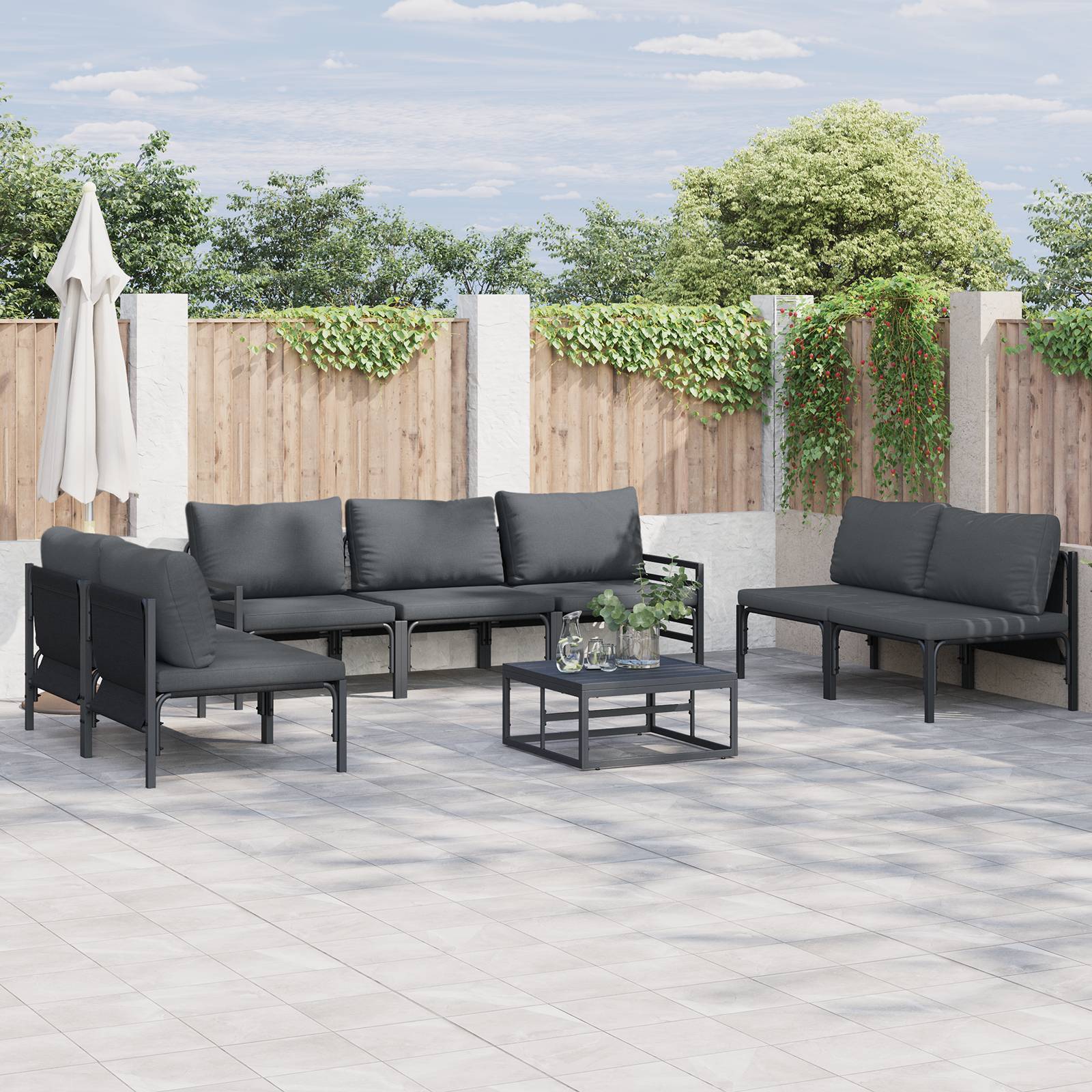 vidaXL Garten-Sofa-Set 8 pcs Anthrazit Stahl