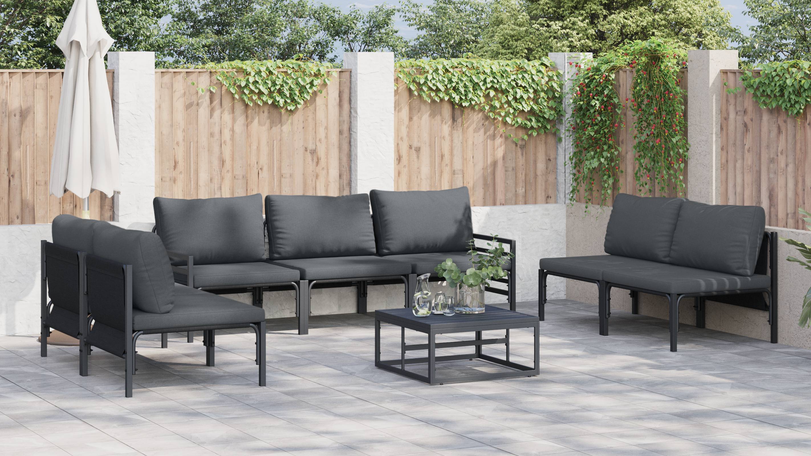 vidaXL Garten-Sofa-Set 8 pcs Anthrazit Stahl