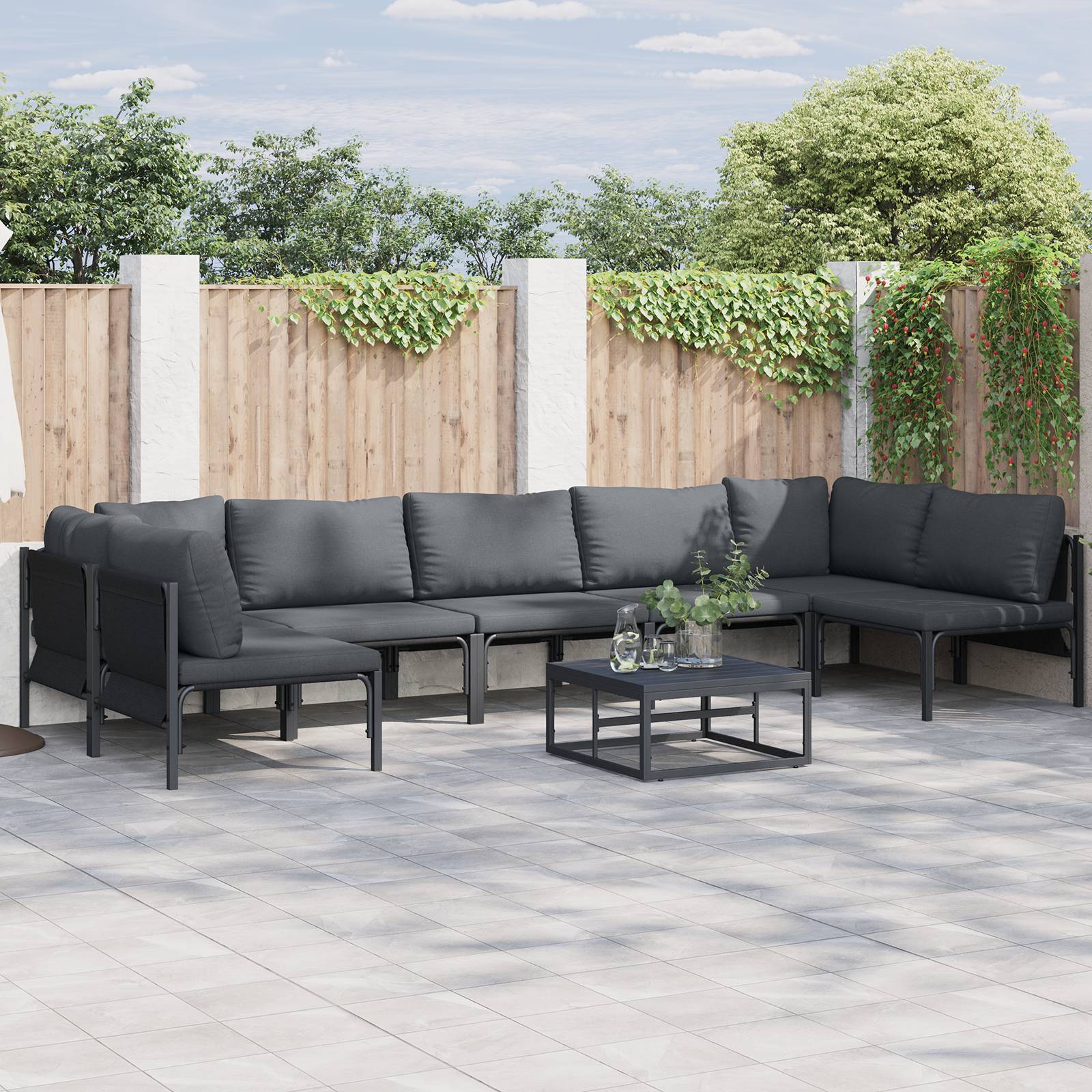 vidaXL Garten-Sofa-Set 7 pcs Anthrazit Stahl