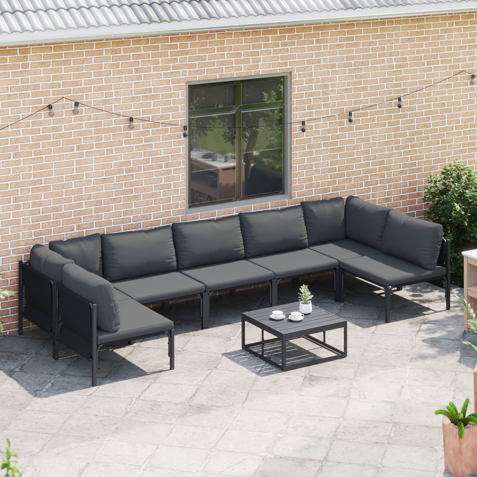 vidaXL Garten-Sofa-Set 7 pcs Anthrazit Stahl