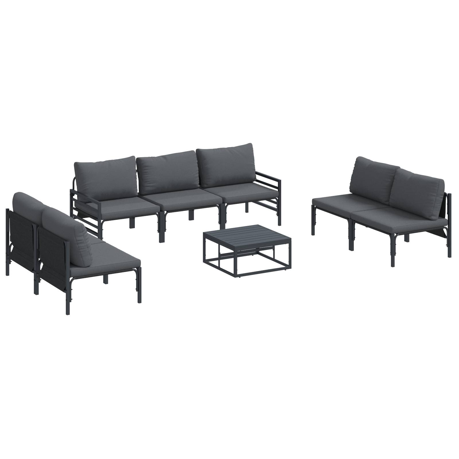vidaXL Garten-Sofa-Set 8 pcs Anthrazit Stahl