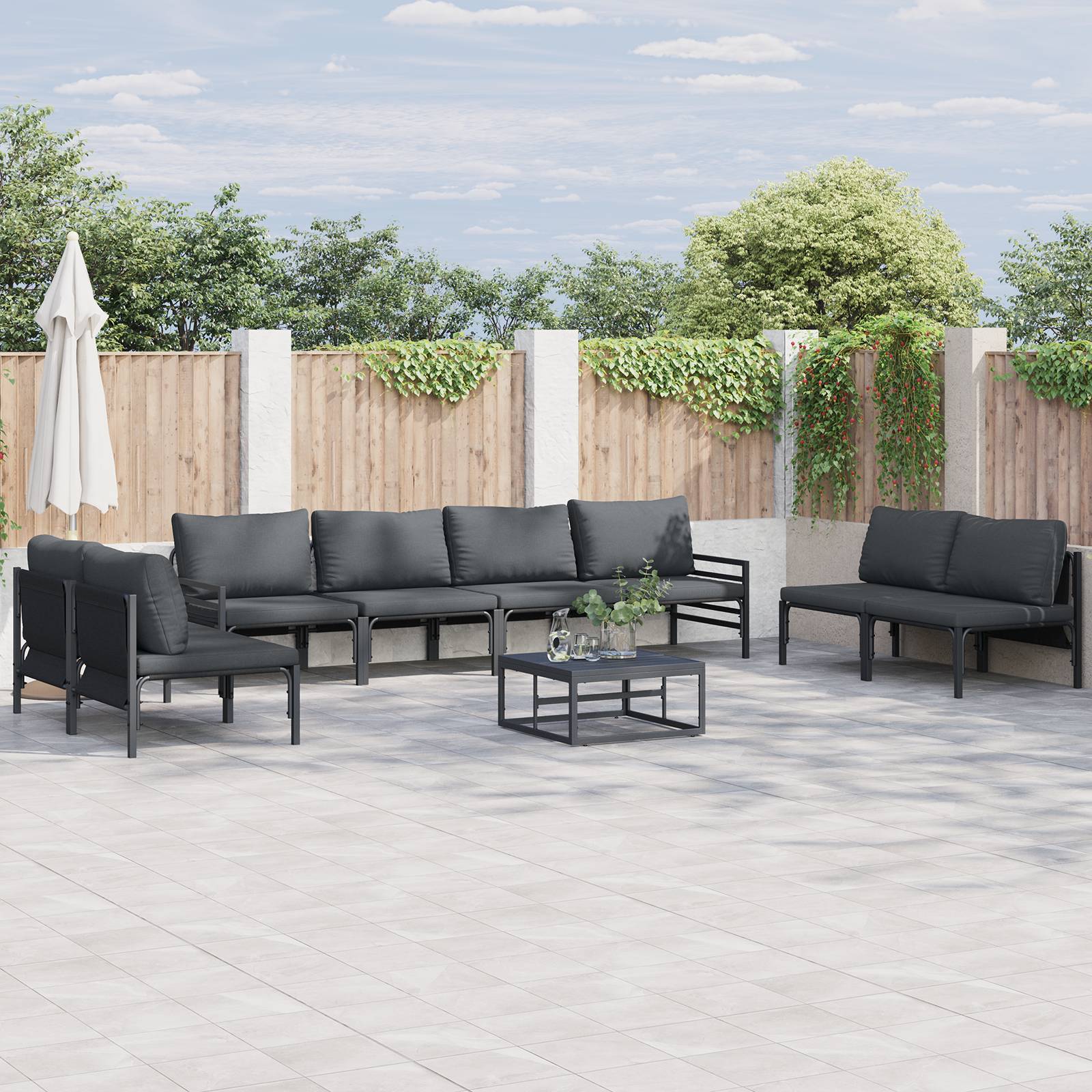 vidaXL Garten-Sofa-Set 9 pcs Anthrazit Stahl