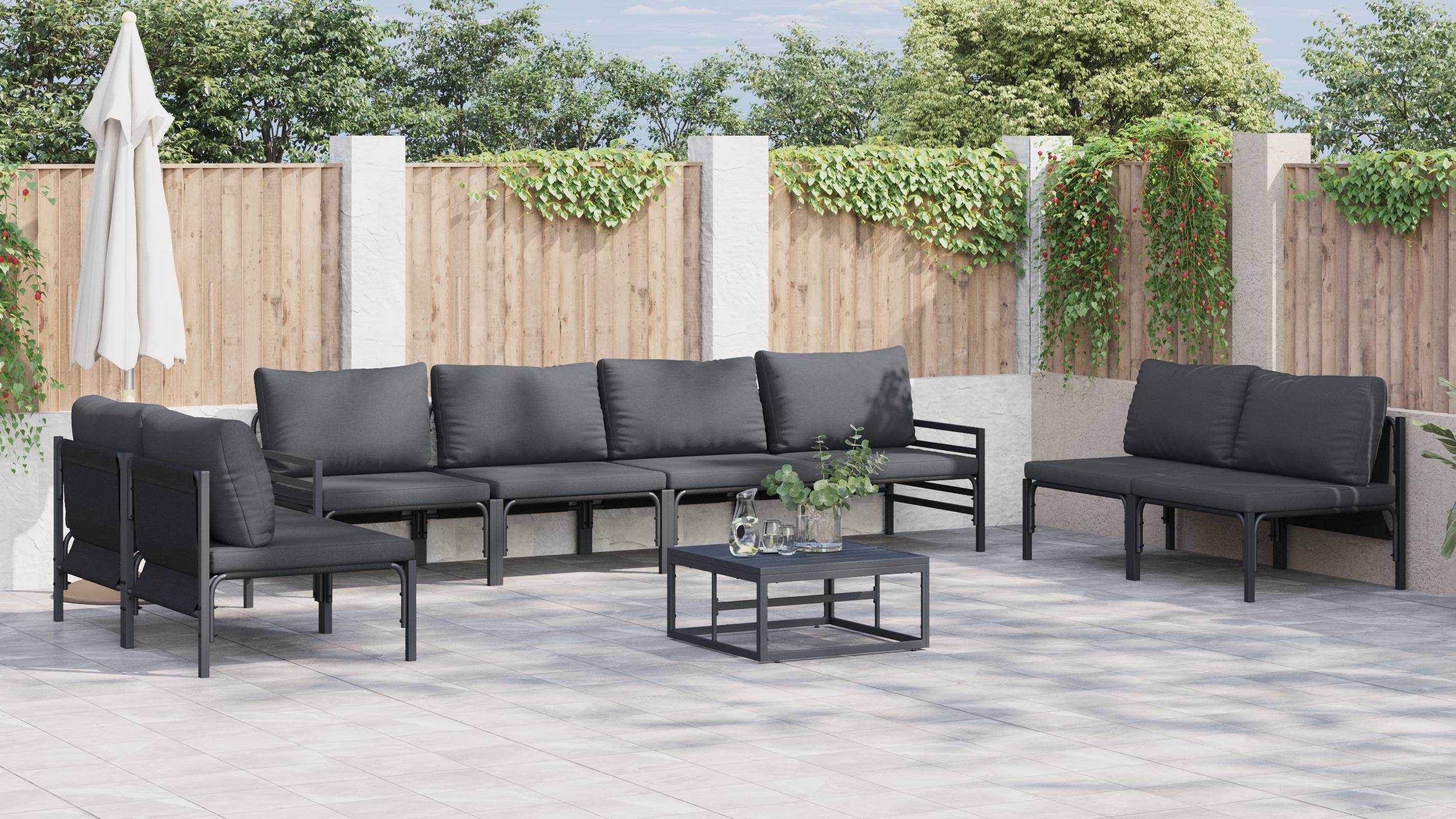 vidaXL Garten-Sofa-Set 9 pcs Anthrazit Stahl