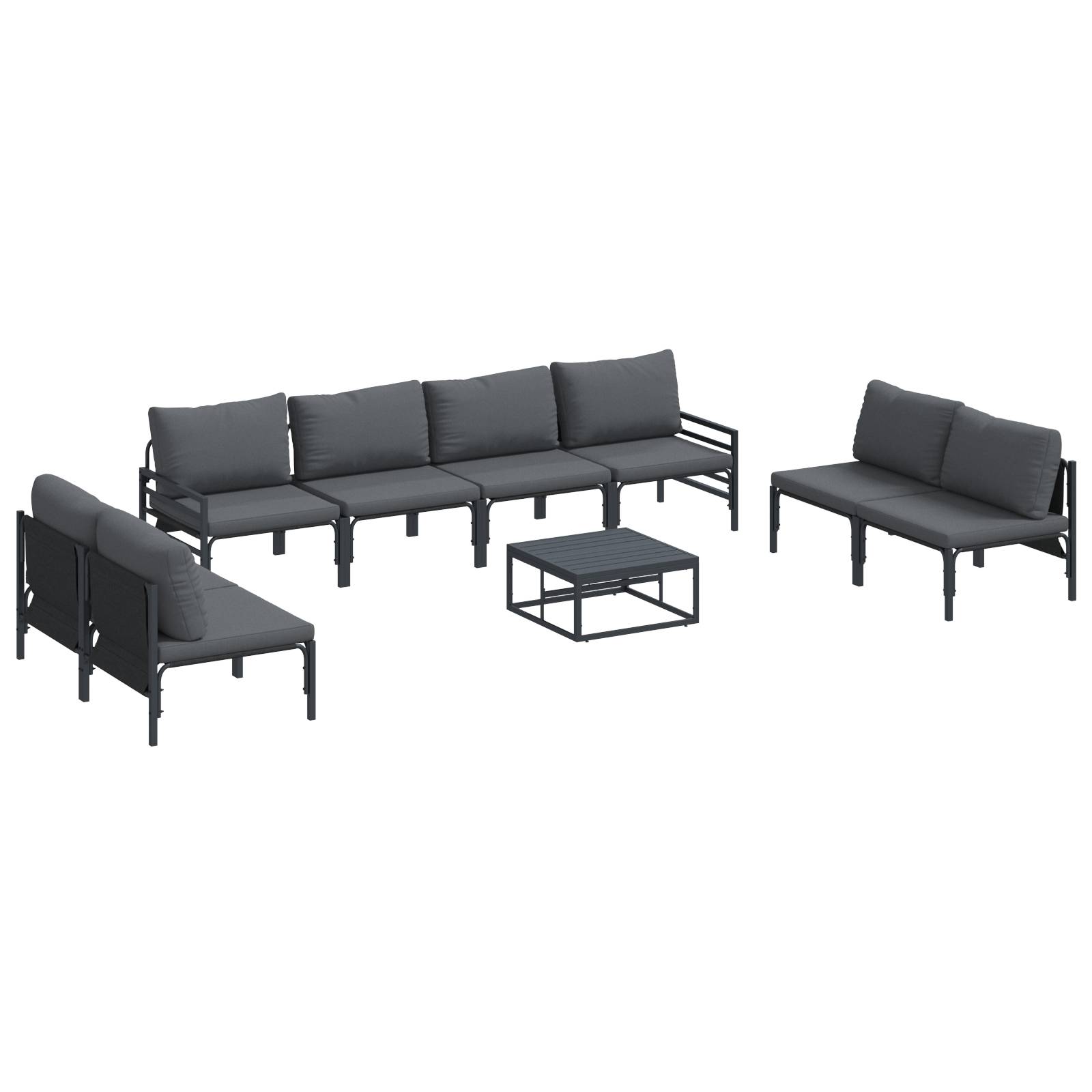 vidaXL Garten-Sofa-Set 9 pcs Anthrazit Stahl