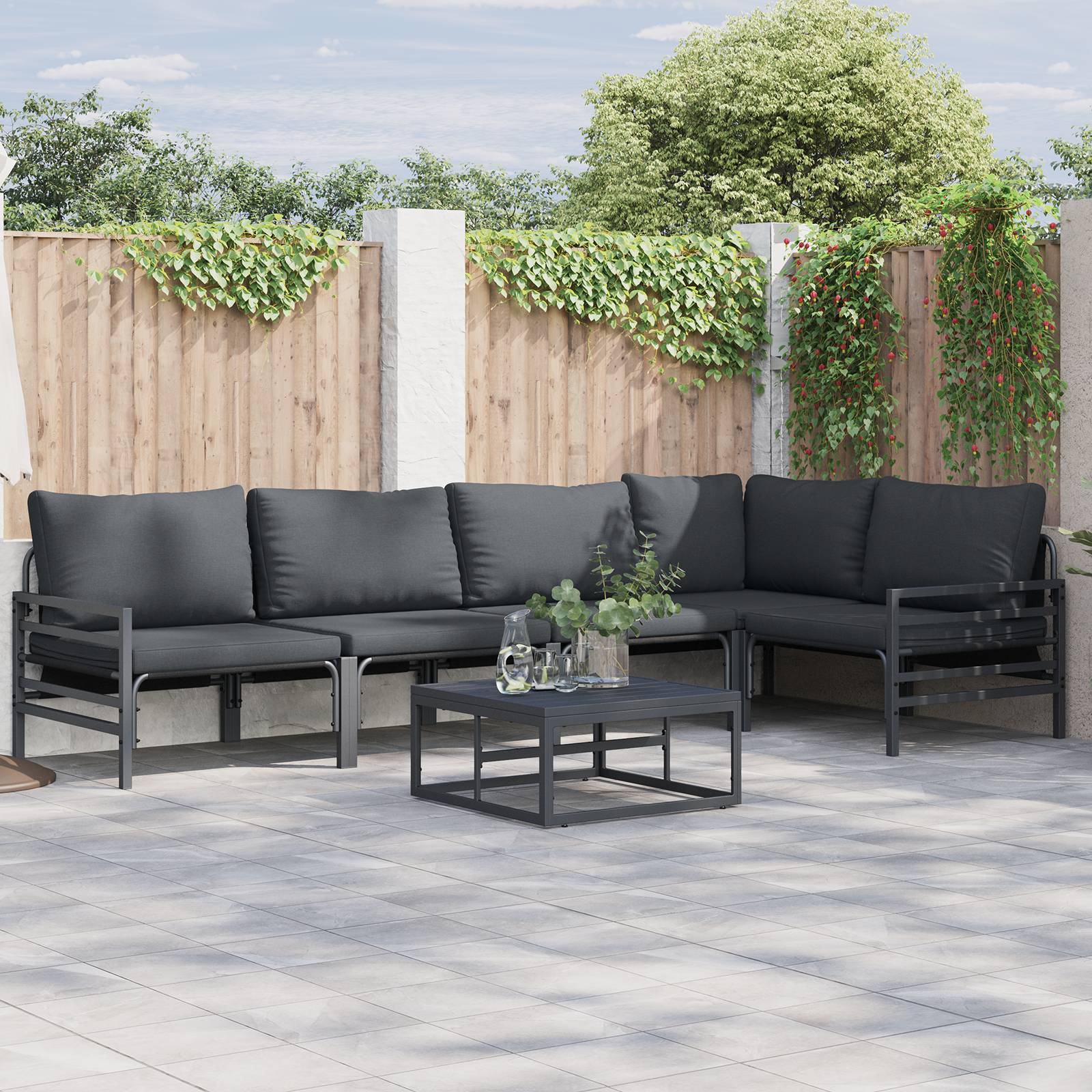 vidaXL Garten-Sofa-Set 5 pcs Anthrazit Stahl