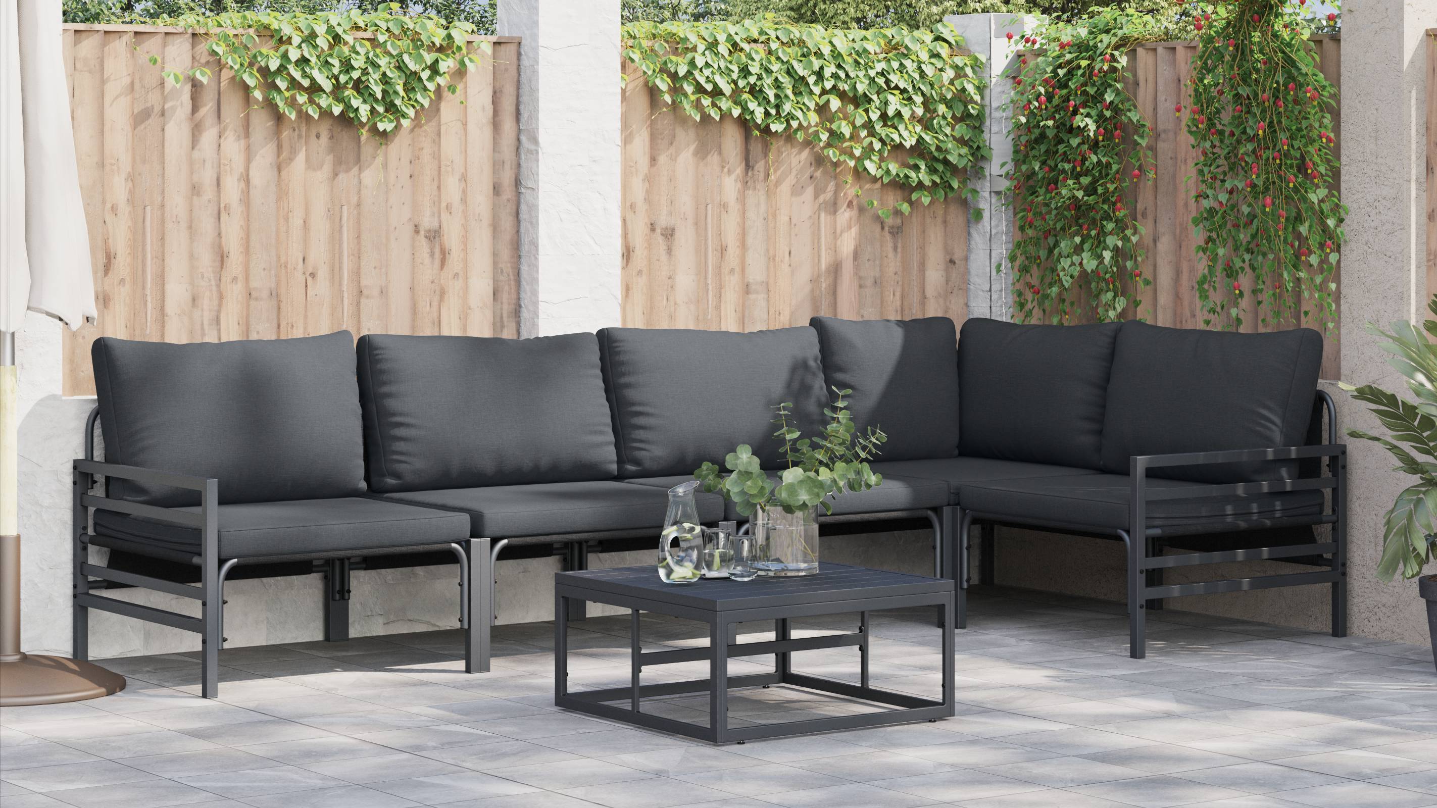 vidaXL Garten-Sofa-Set 5 pcs Anthrazit Stahl