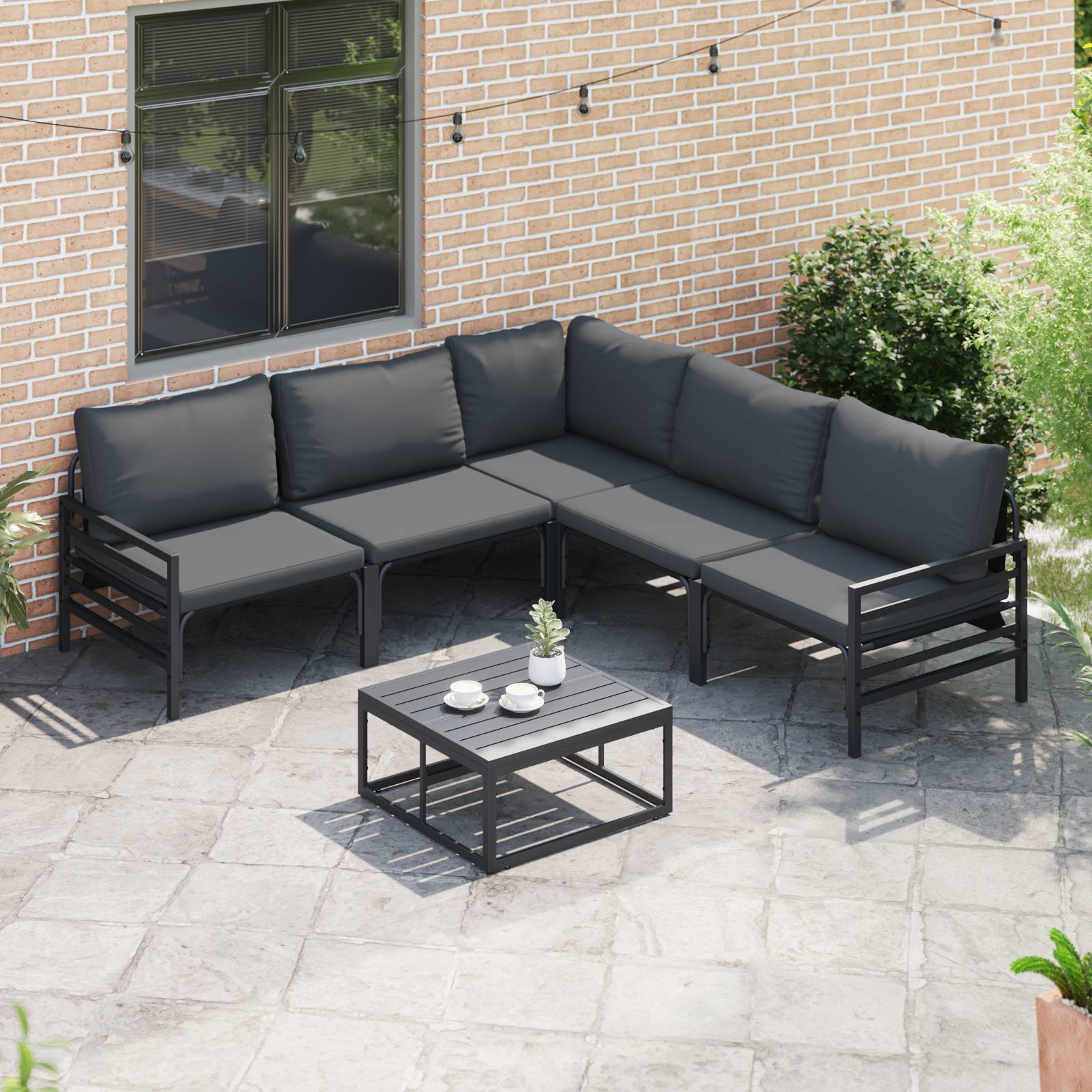 vidaXL Garten-Sofa-Set 5 pcs Anthrazit Stahl