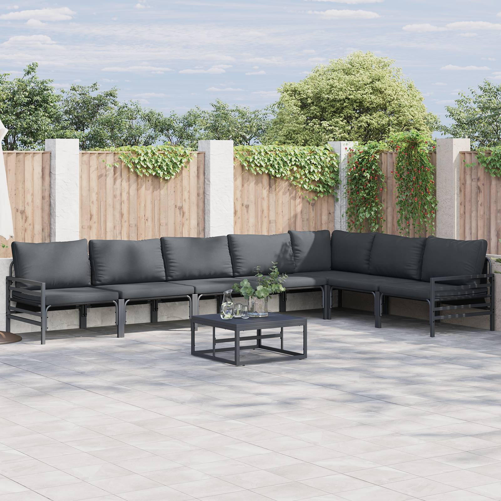 vidaXL Garten-Sofa-Set 7 pcs Anthrazit Stahl