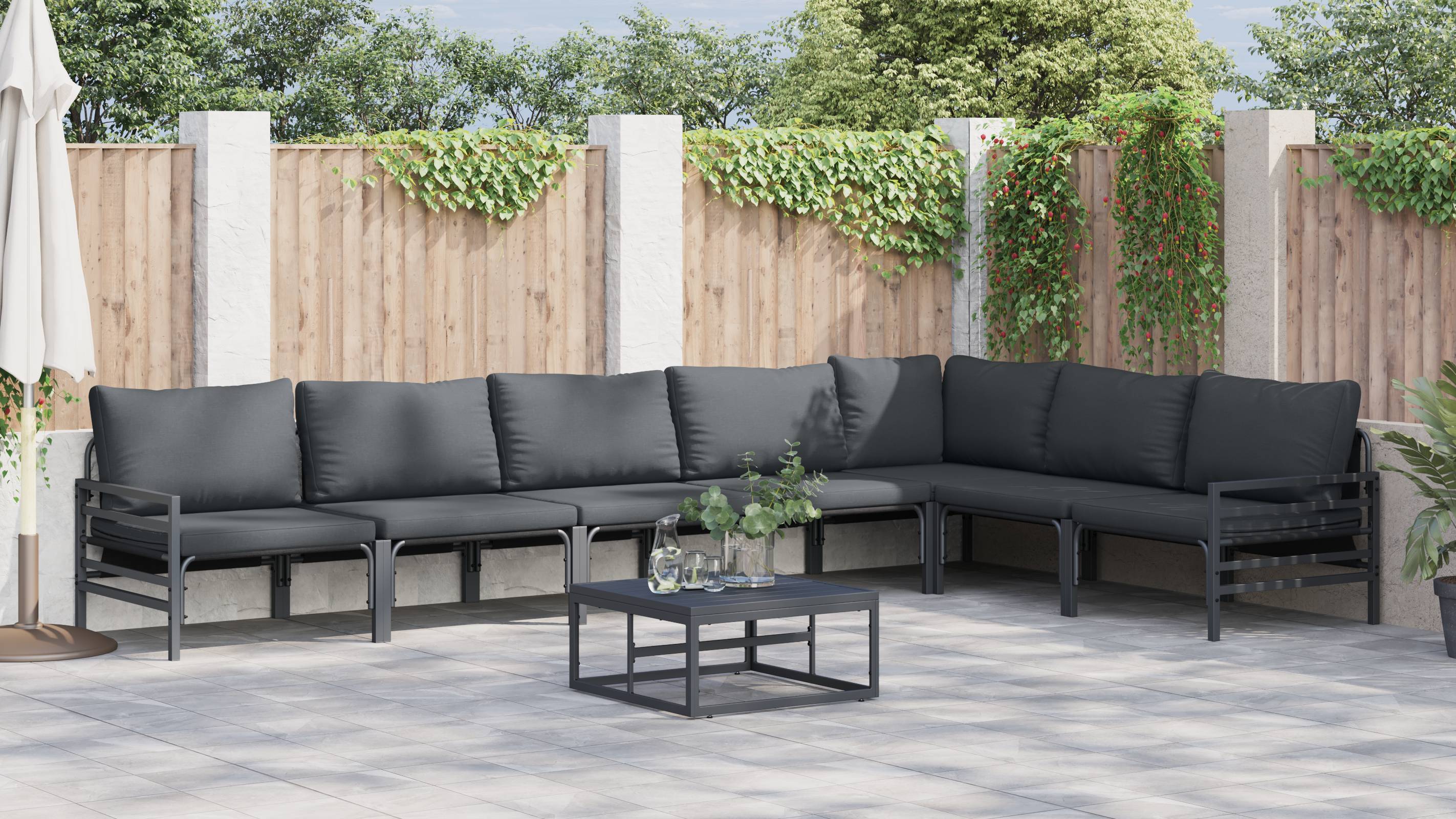 vidaXL Garten-Sofa-Set 7 pcs Anthrazit Stahl