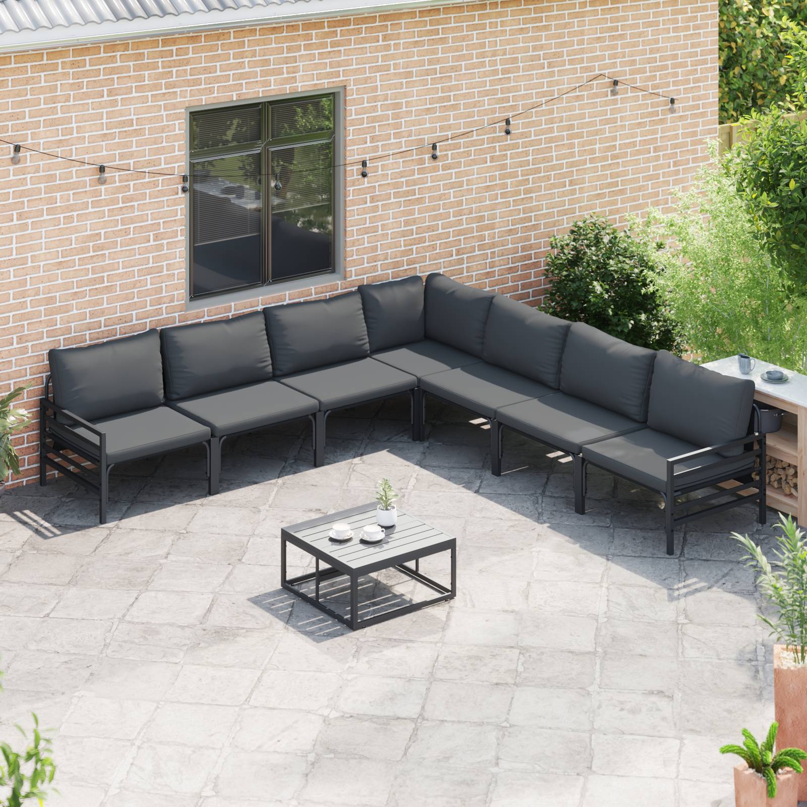 vidaXL Garten-Sofa-Set 7 pcs Anthrazit Stahl
