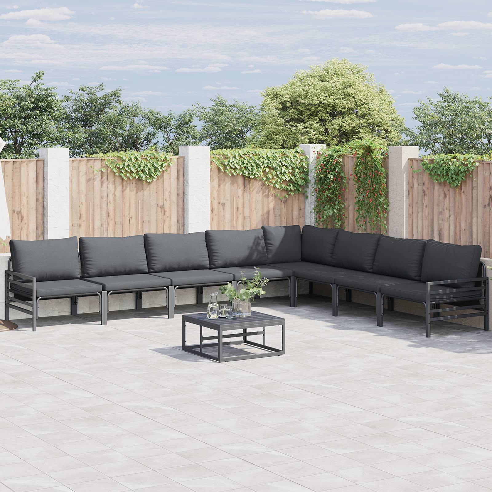 vidaXL Garten-Sofa-Set 9 pcs Anthrazit Stahl