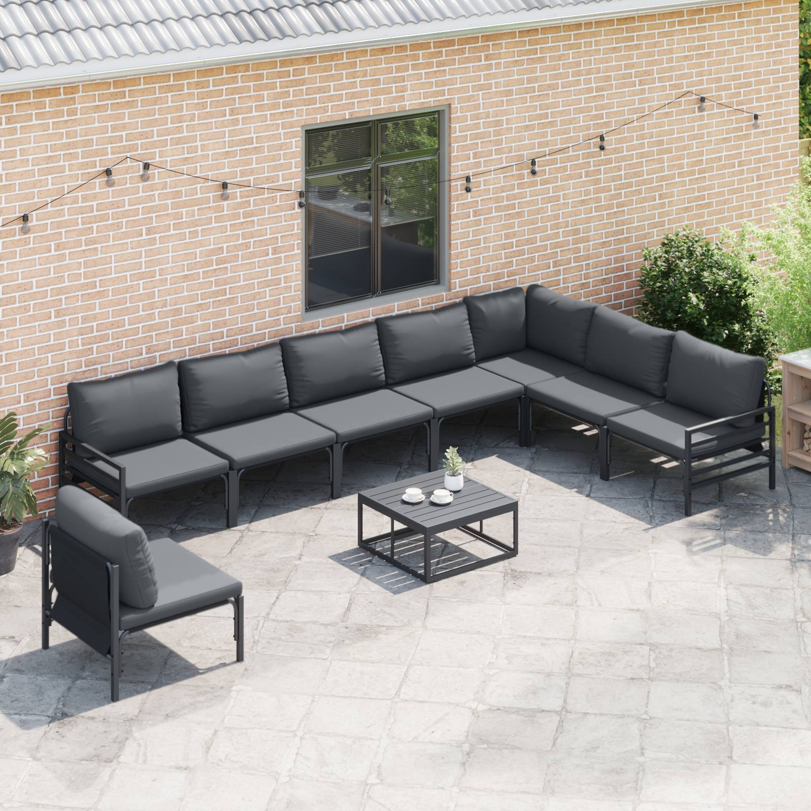 vidaXL Garten-Sofa-Set 9 pcs Anthrazit Stahl