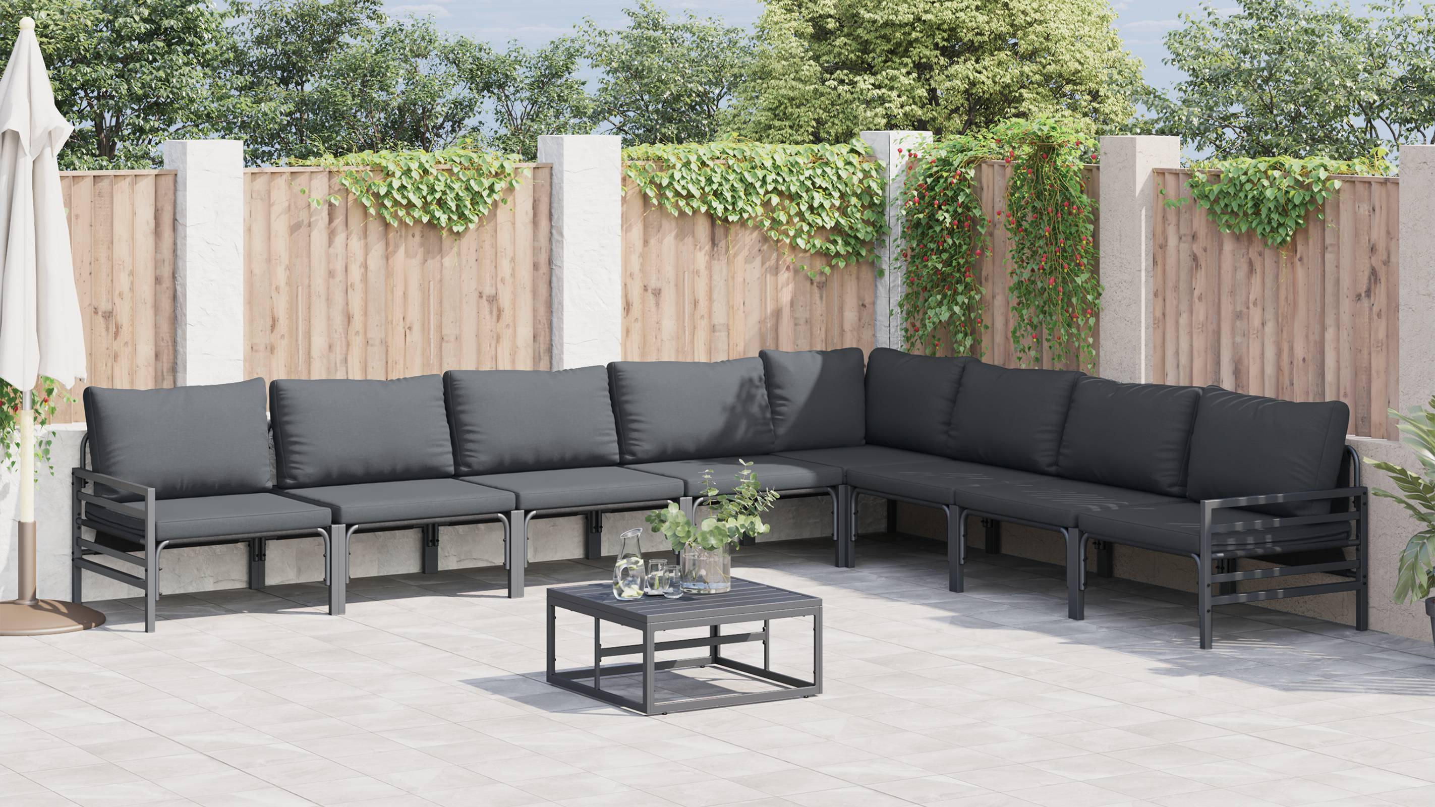 vidaXL Garten-Sofa-Set 9 pcs Anthrazit Stahl