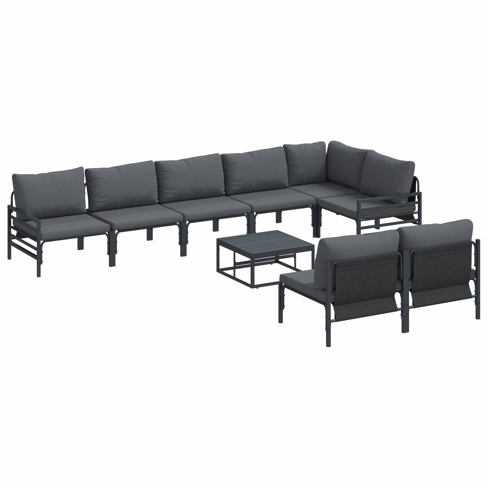 vidaXL Garten-Sofa-Set 9 pcs Anthrazit Stahl