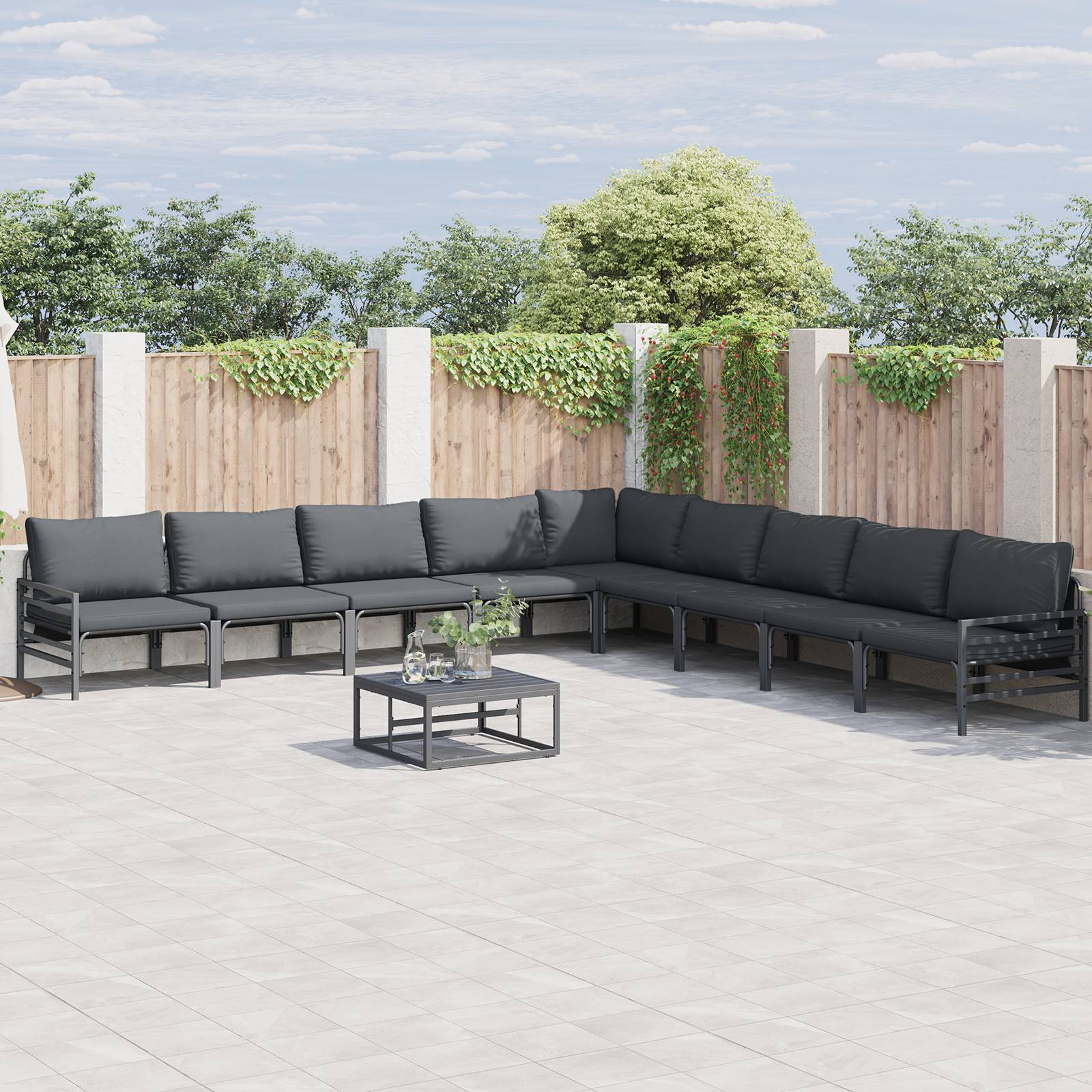 vidaXL Garten-Sofa-Set 9 pcs Anthrazit Stahl