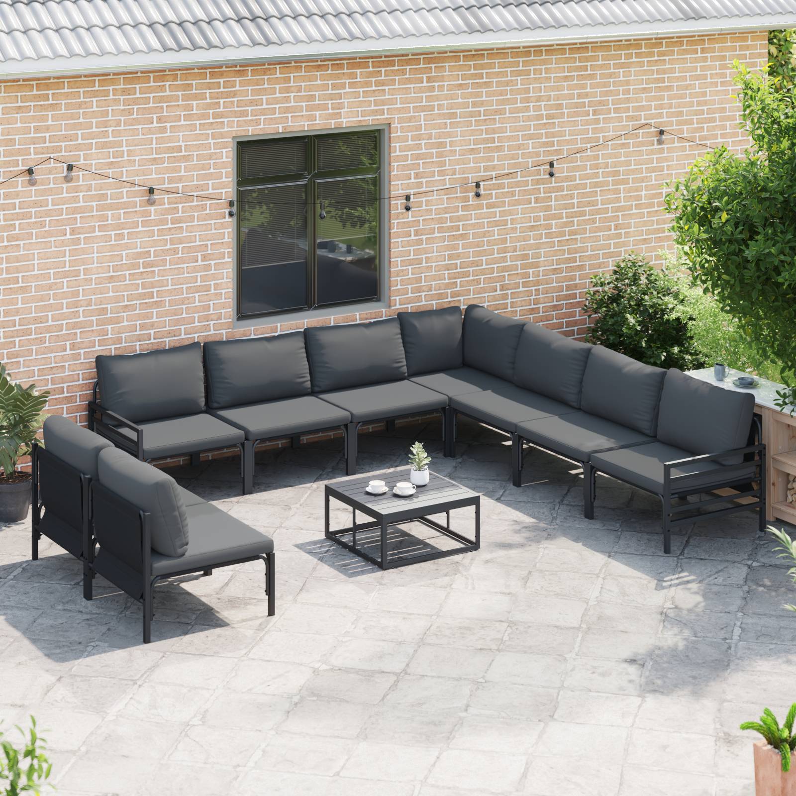 vidaXL Garten-Sofa-Set 9 pcs Anthrazit Stahl