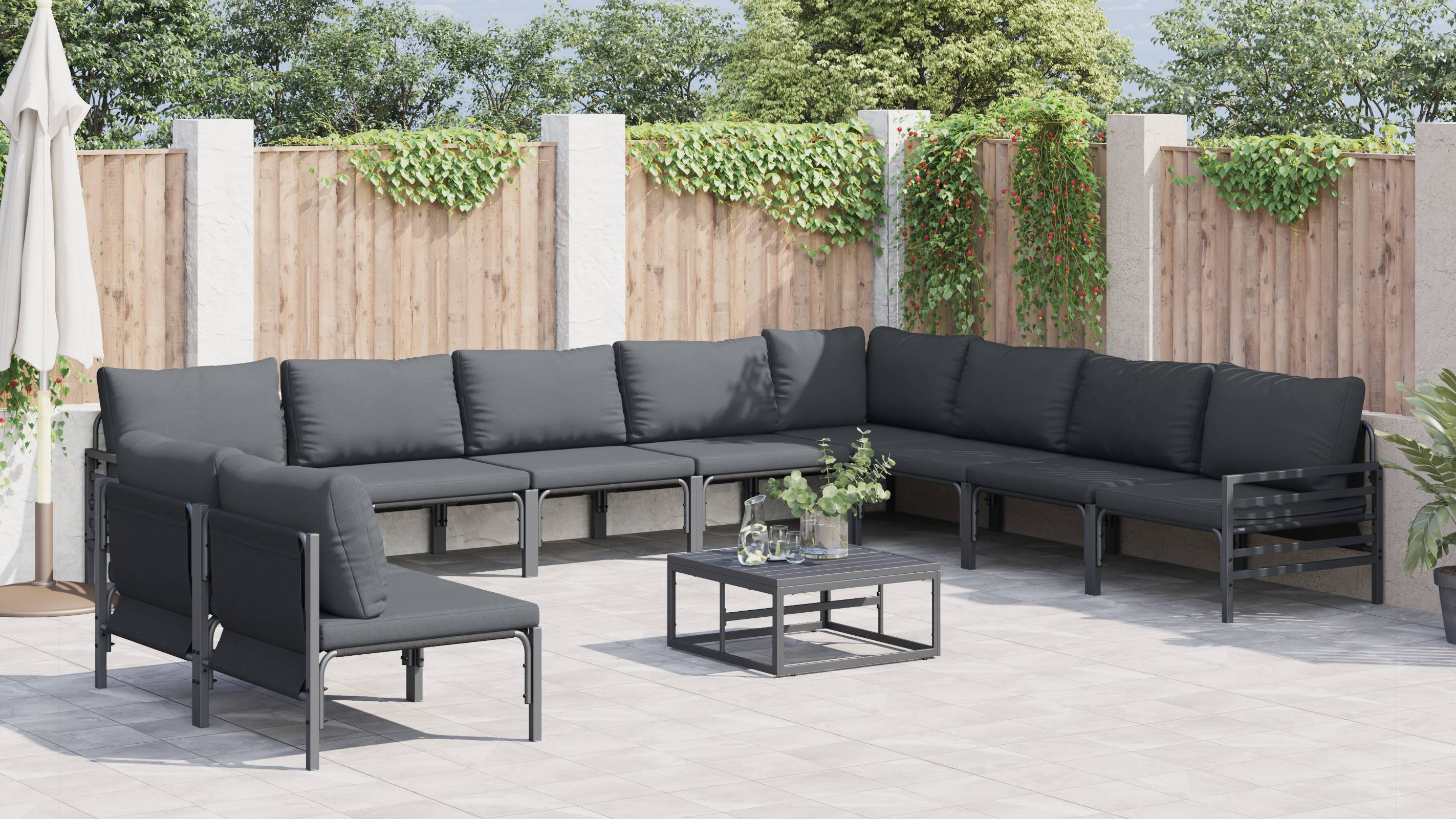 vidaXL Garten-Sofa-Set 10 pcs Anthrazit Stahl