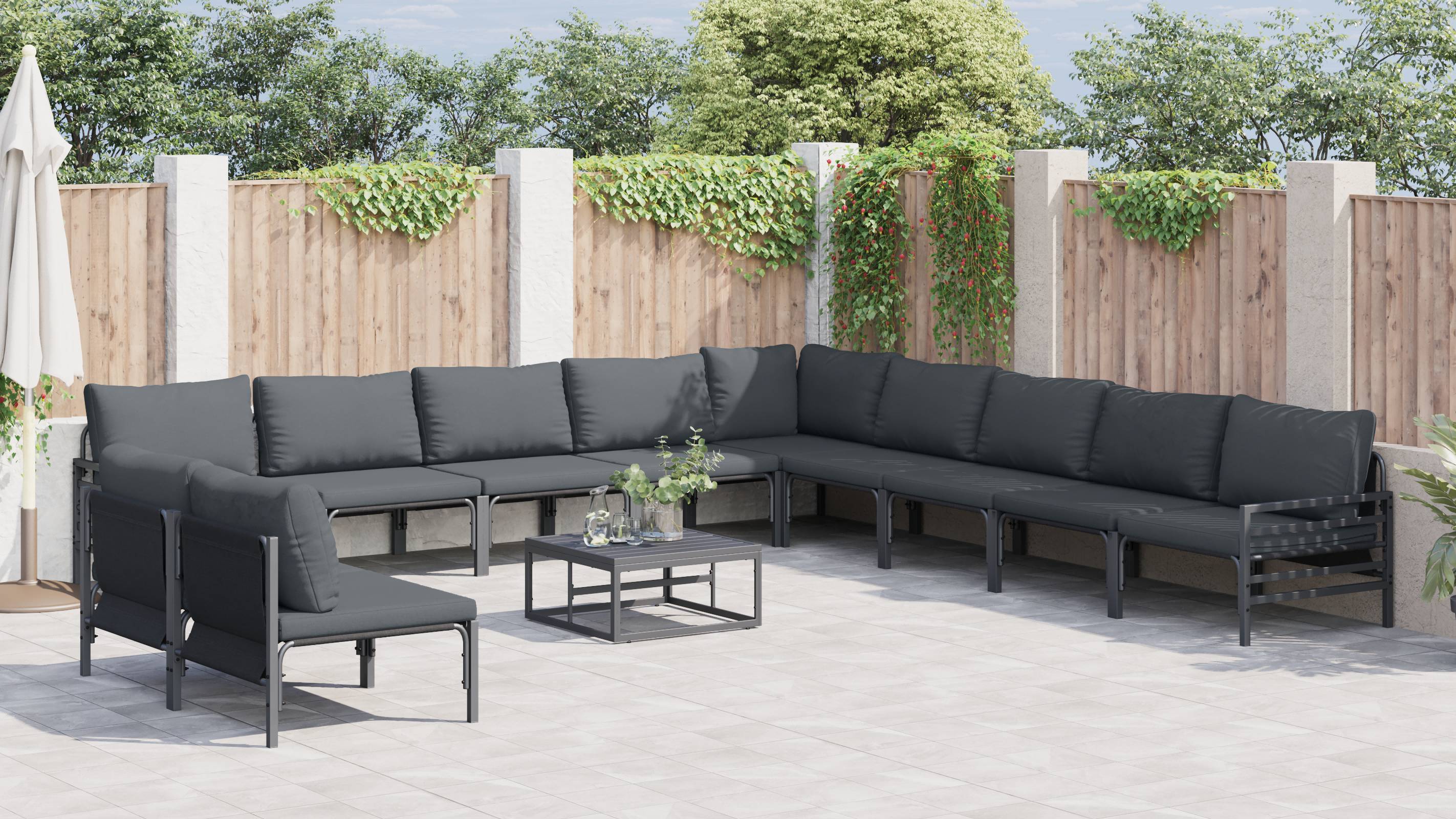 vidaXL Garten-Sofa-Set 11 pcs Anthrazit Stahl