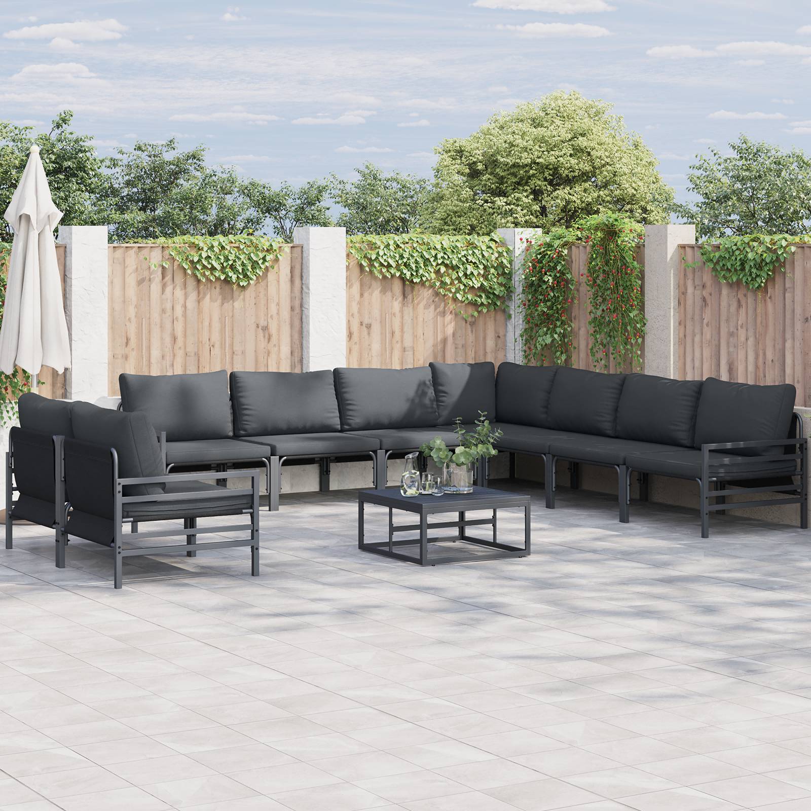 vidaXL Garten-Sofa-Set 10 pcs Anthrazit Stahl