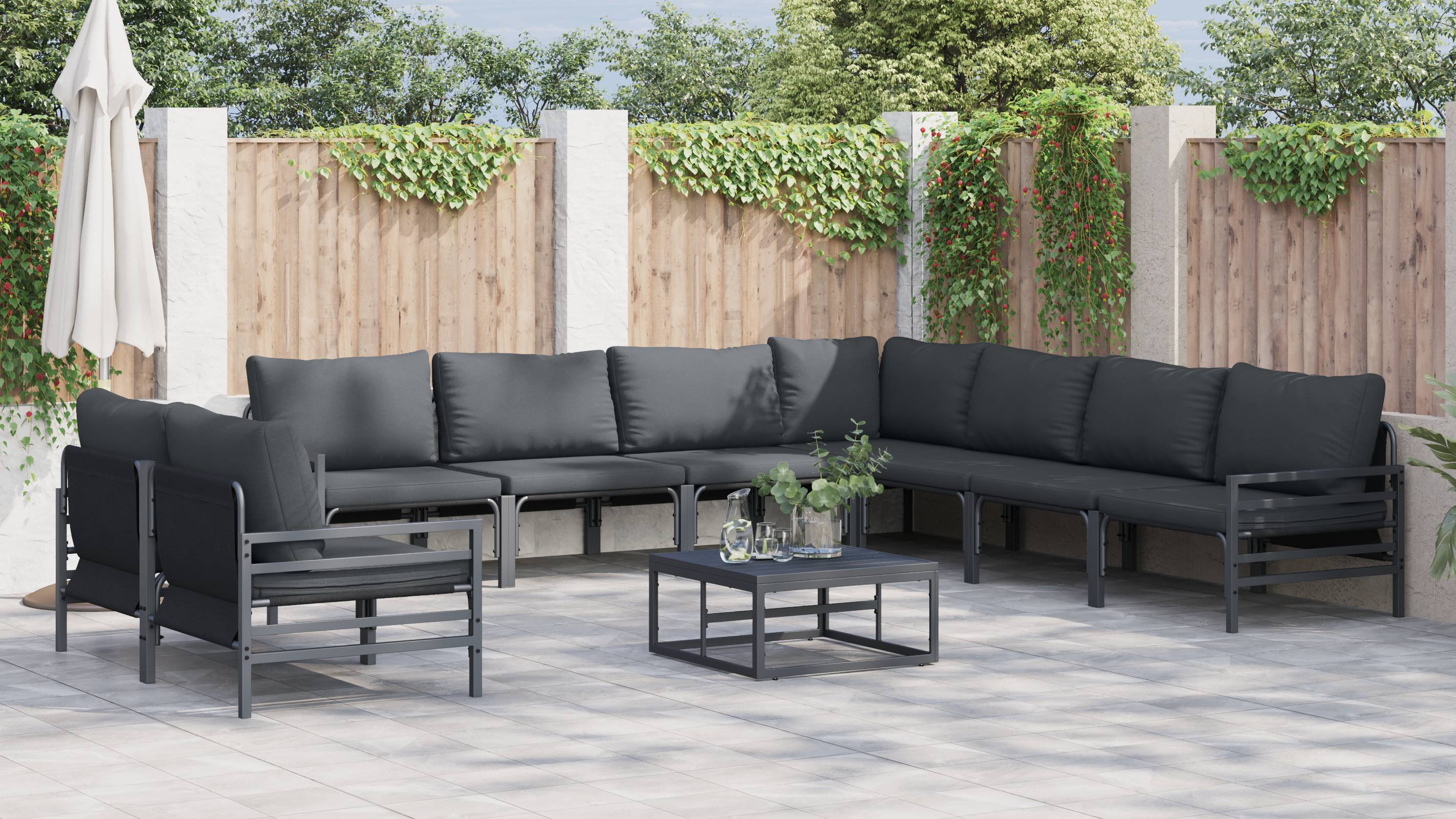 vidaXL Garten-Sofa-Set 9 pcs Anthrazit Stahl