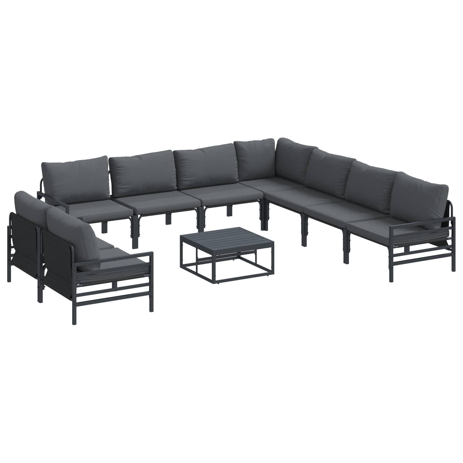 vidaXL Garten-Sofa-Set 10 pcs Anthrazit Stahl