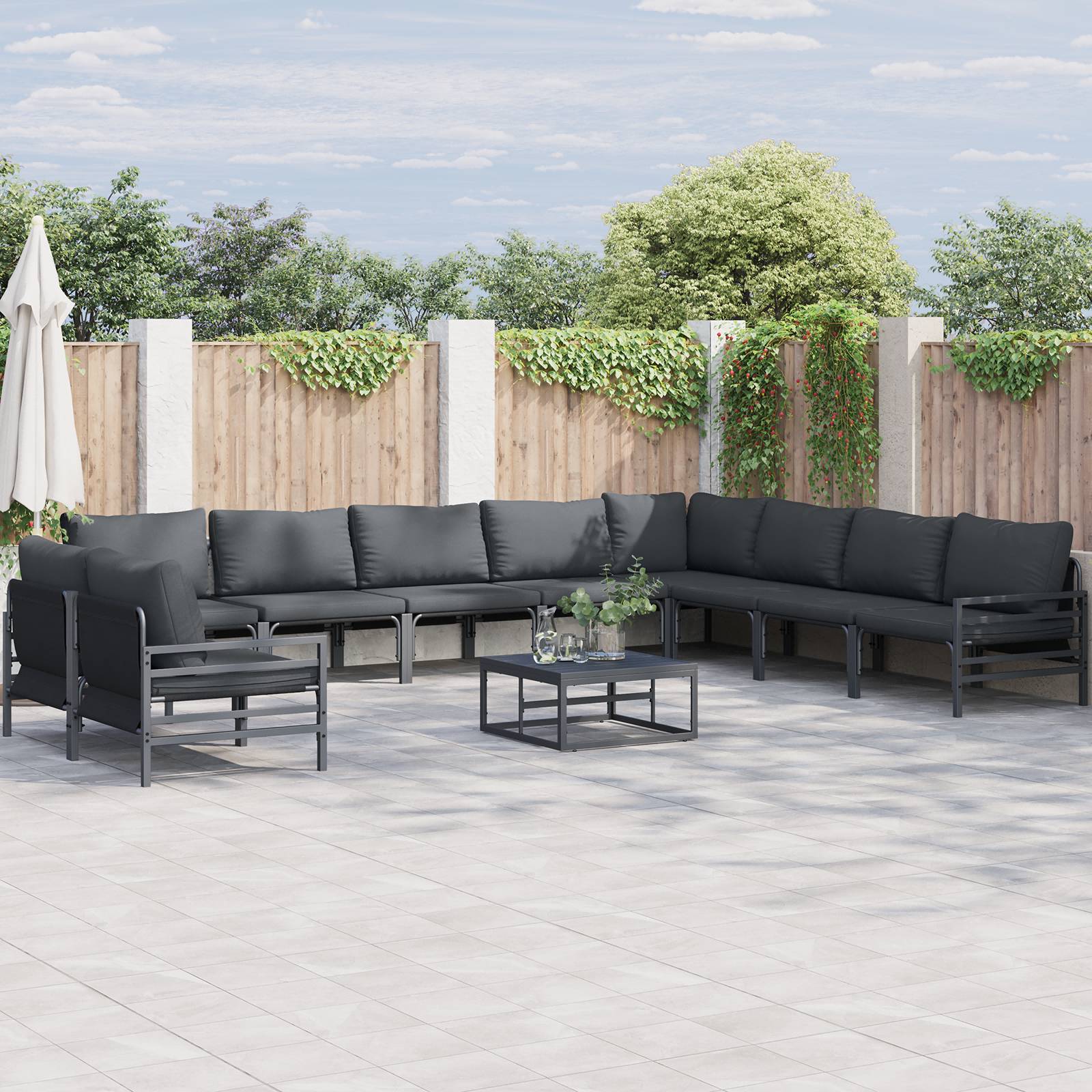 vidaXL Garten-Sofa-Set 10 pcs Anthrazit Stahl