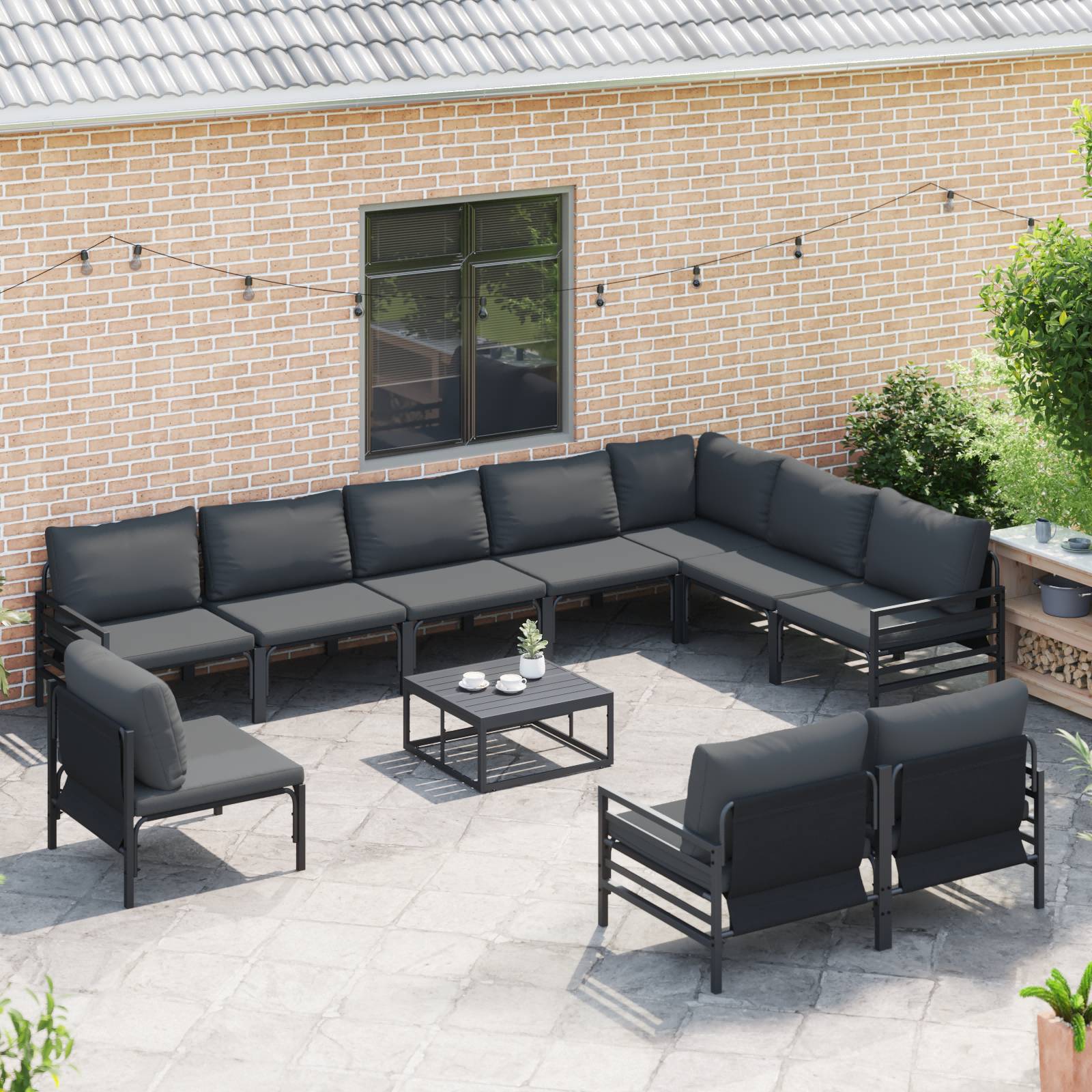 vidaXL Garten-Sofa-Set 10 pcs Anthrazit Stahl