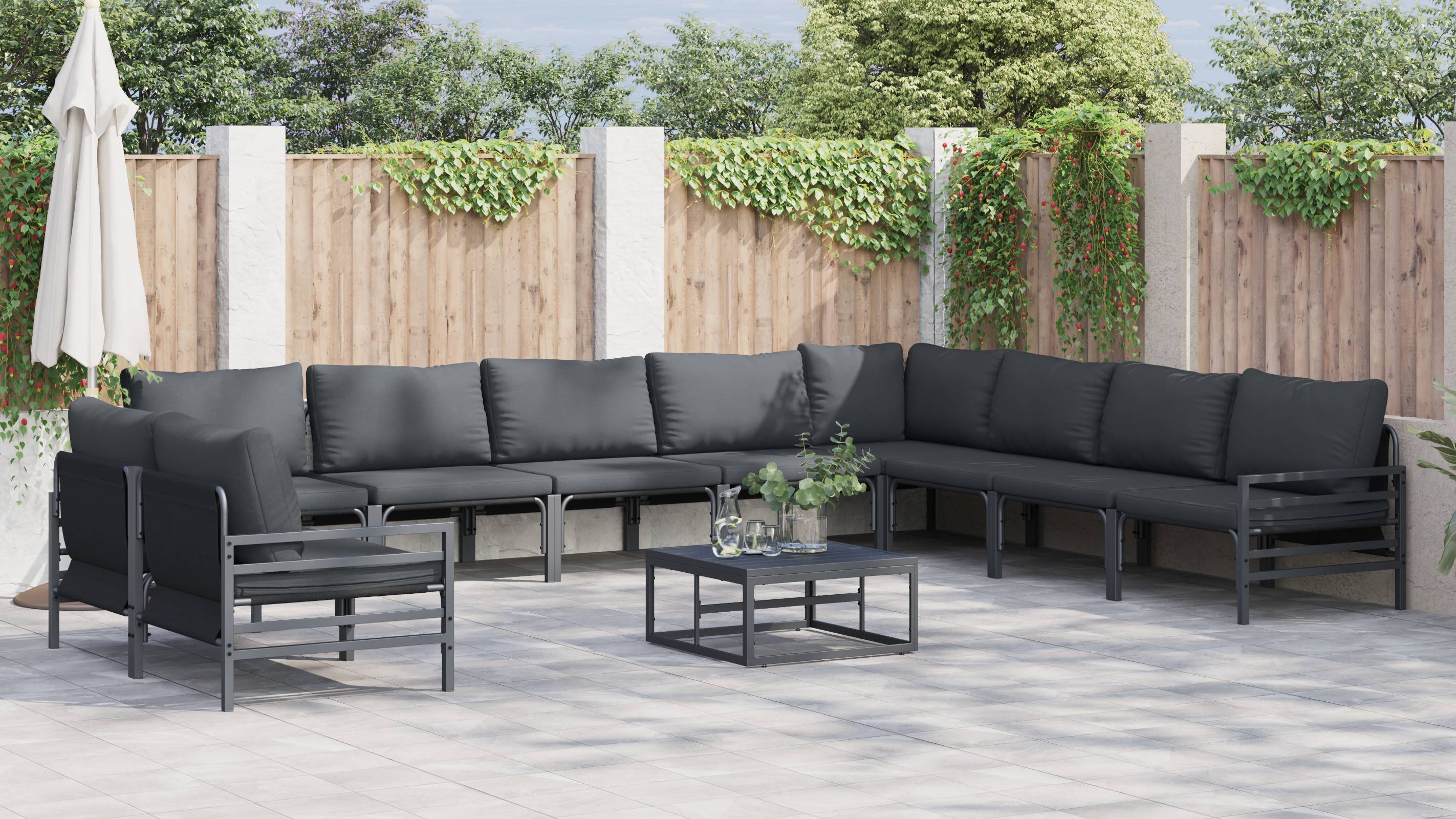 vidaXL Garten-Sofa-Set 10 pcs Anthrazit Stahl